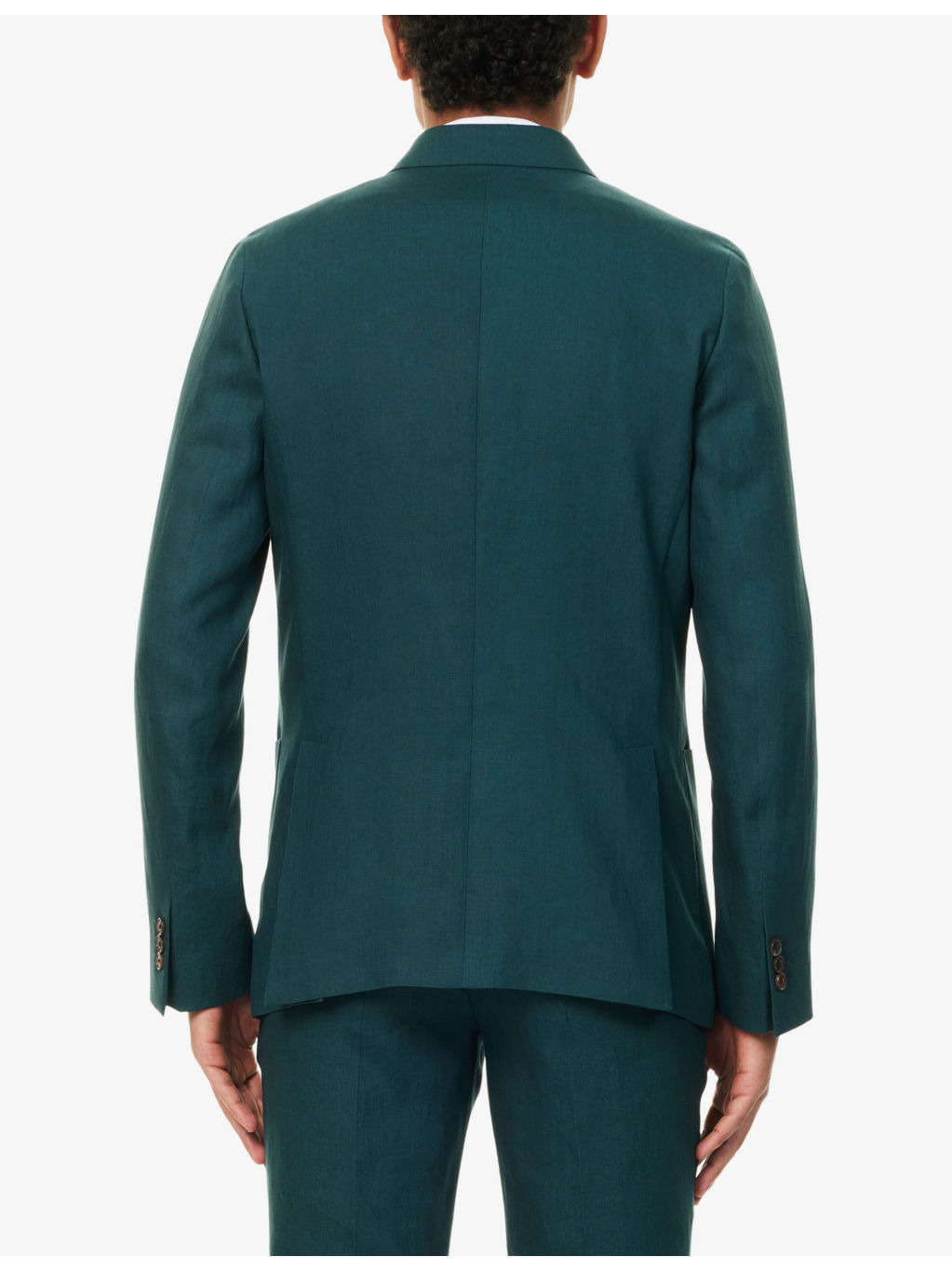 Double-Breasted Regular-Fit Linen-Blend Blazer - 4