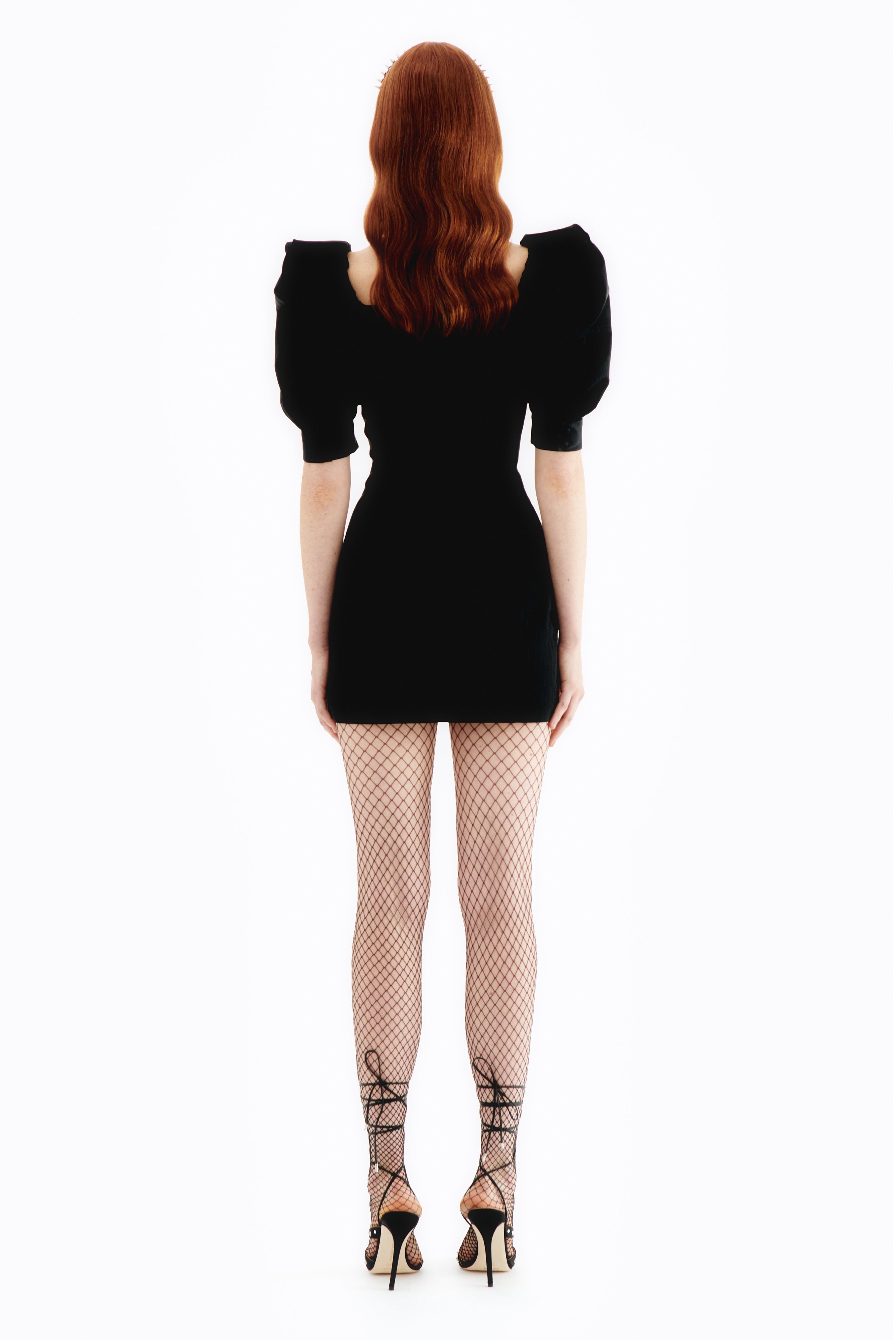 MOIRÉ MINI DRESS WITH LACE UP - 4