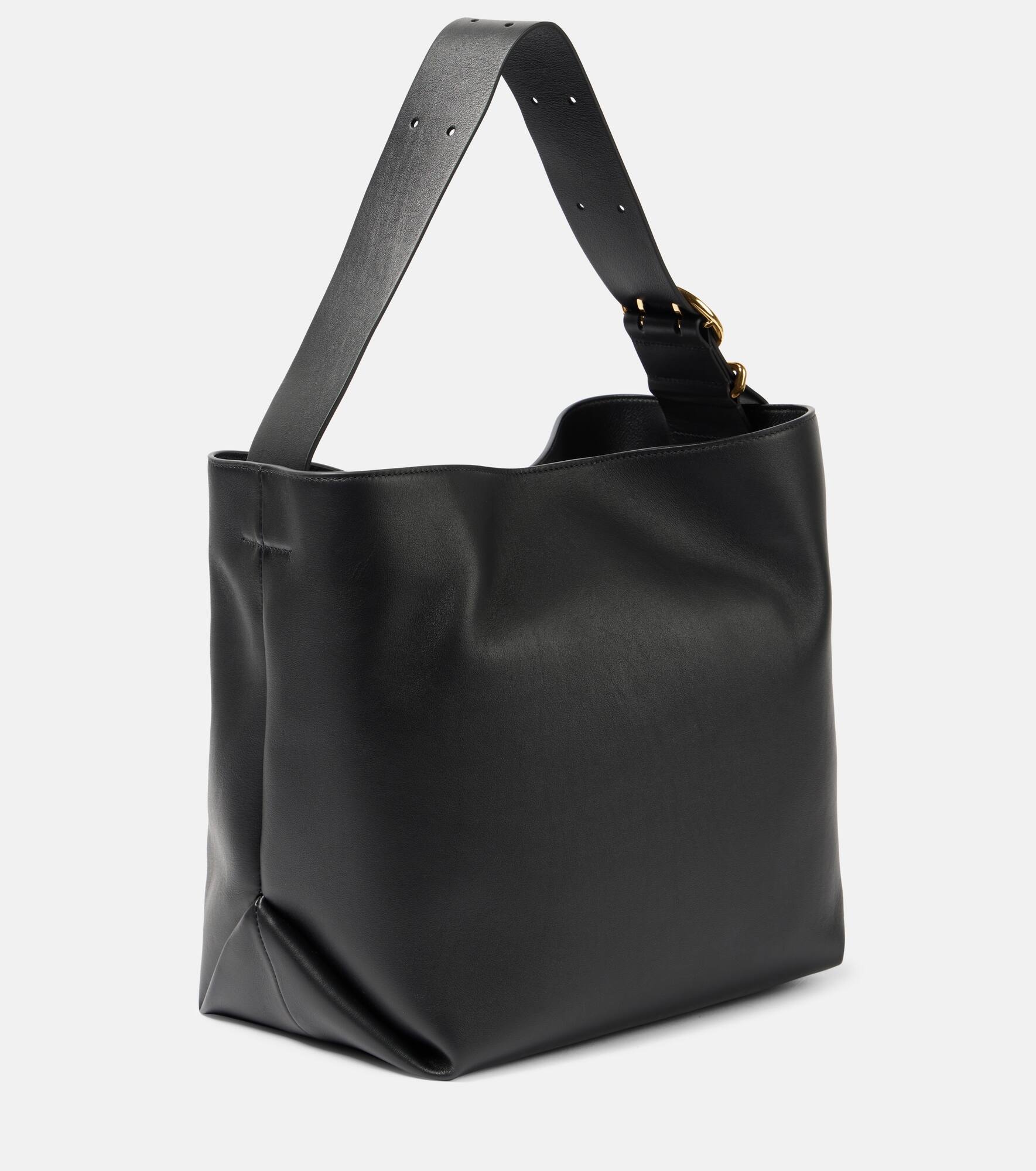 Folded Medium leather tote bag - 4