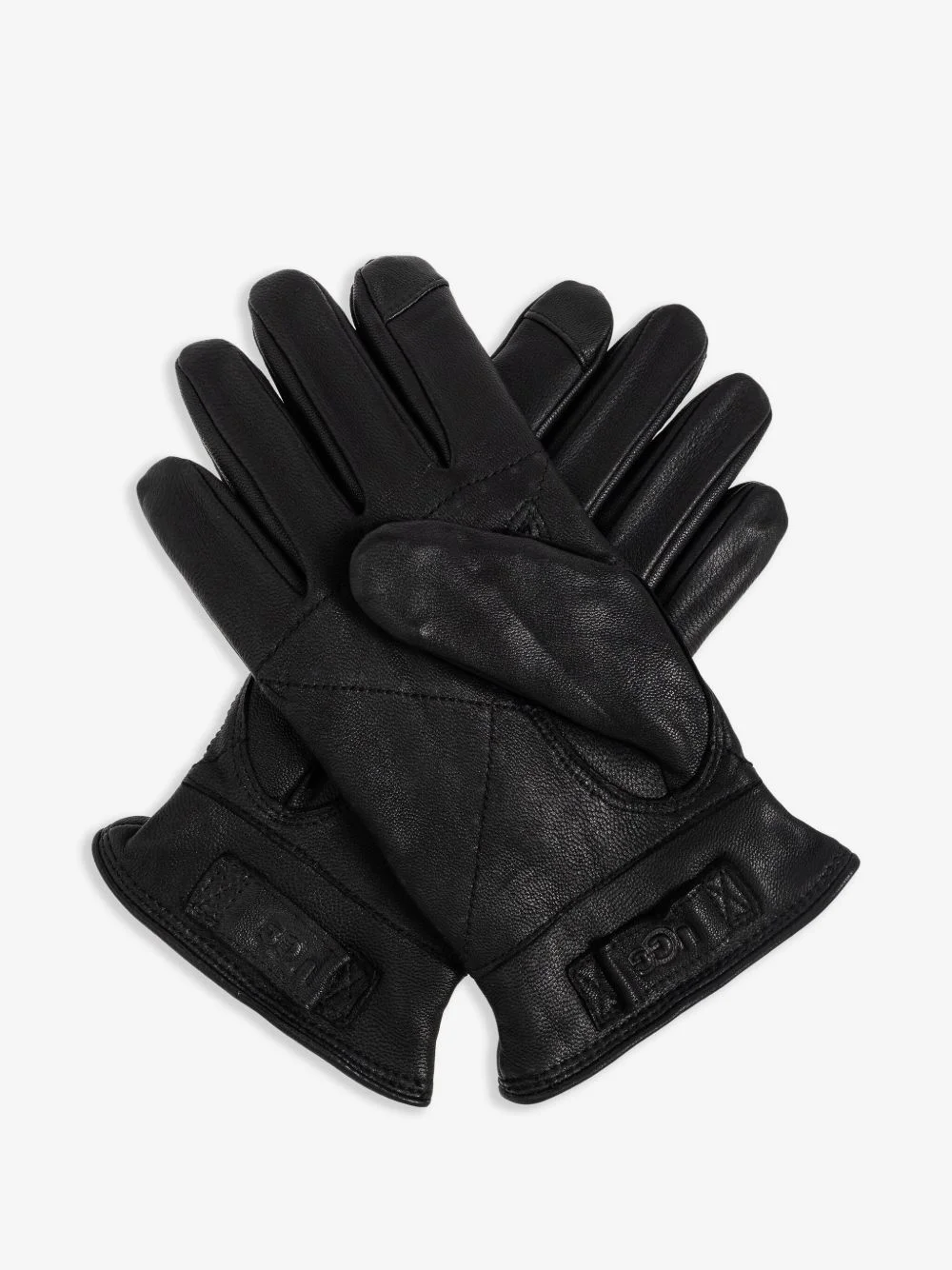 logo leather gloves - 1