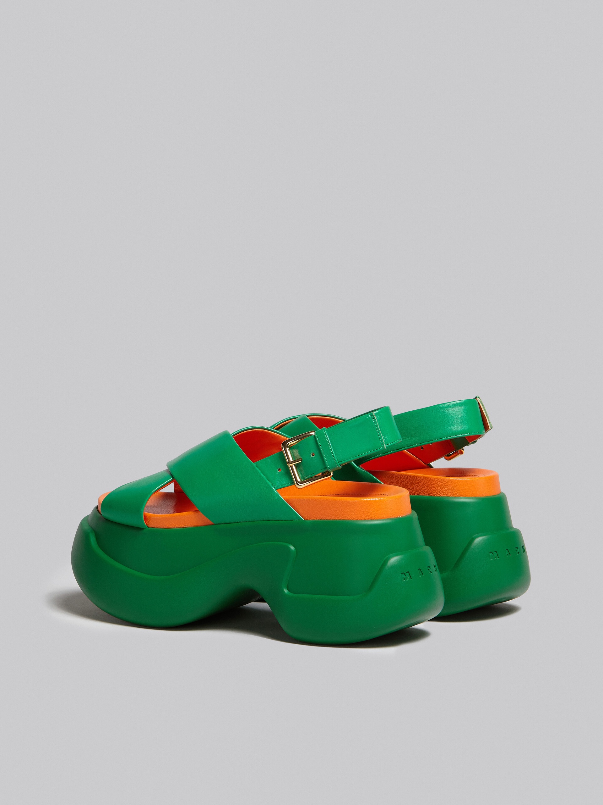 GREEN LEATHER CRISS-CROSS SANDAL - 3