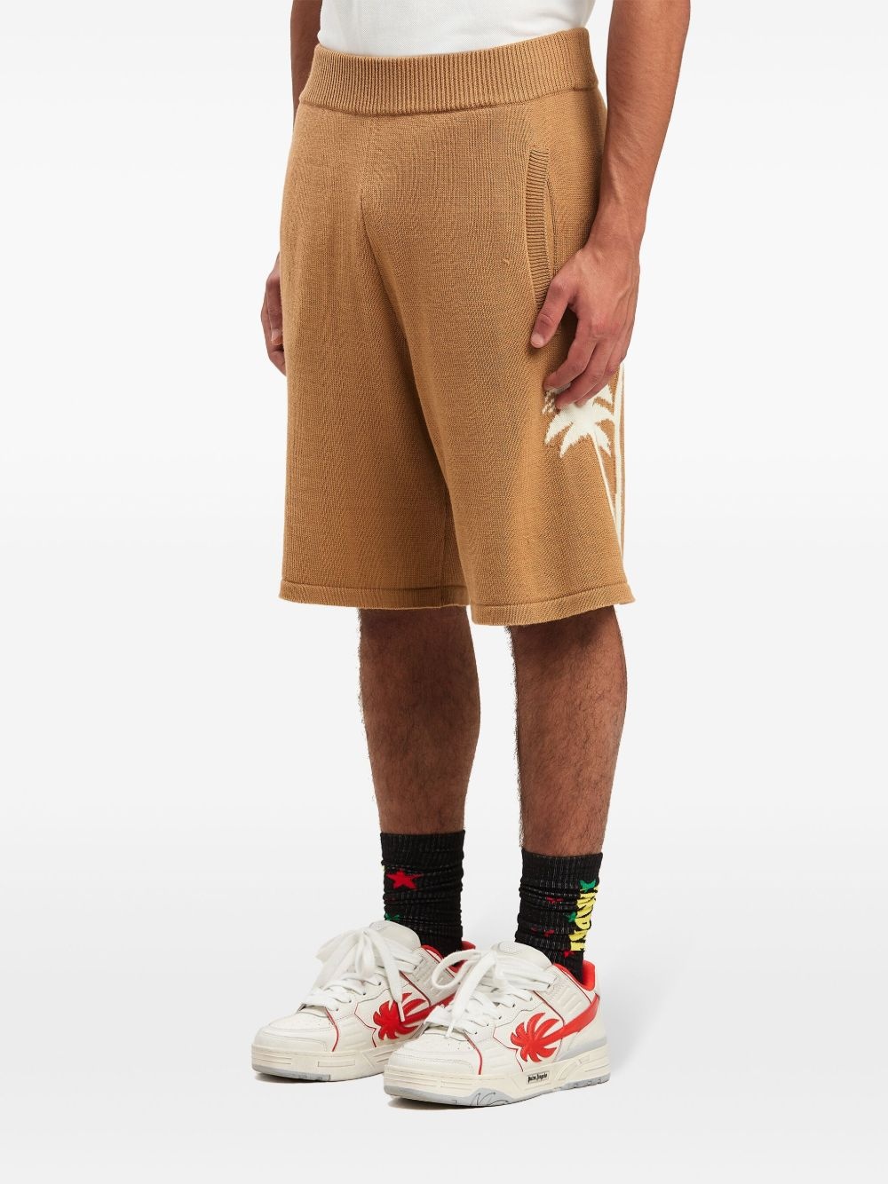 palm tree knitted shorts - 4