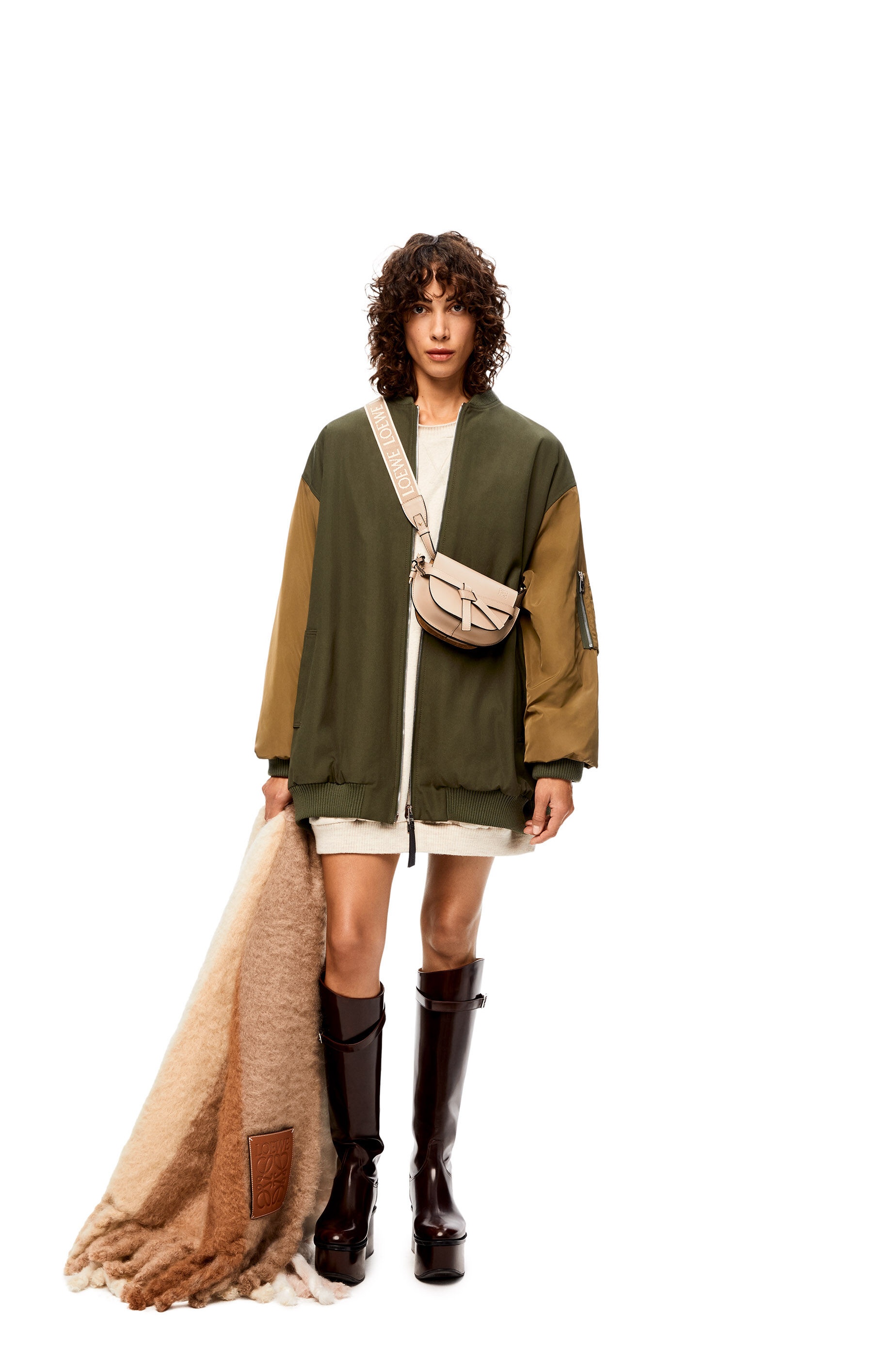 Oversize long bomber jacket in cotton and nylon - 2