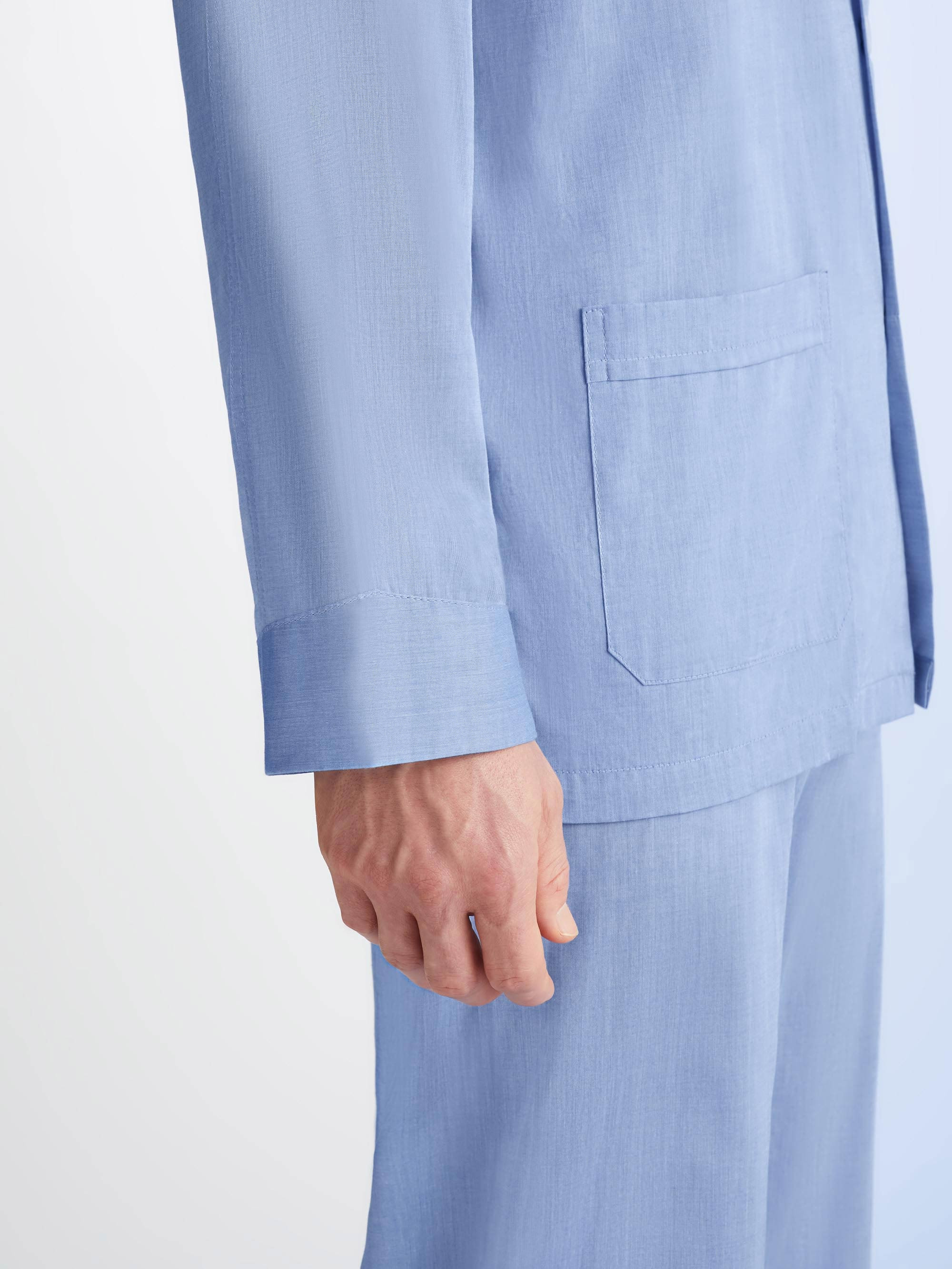 Men's Classic Fit Pajamas Amalfi Cotton Batiste Blue - 6