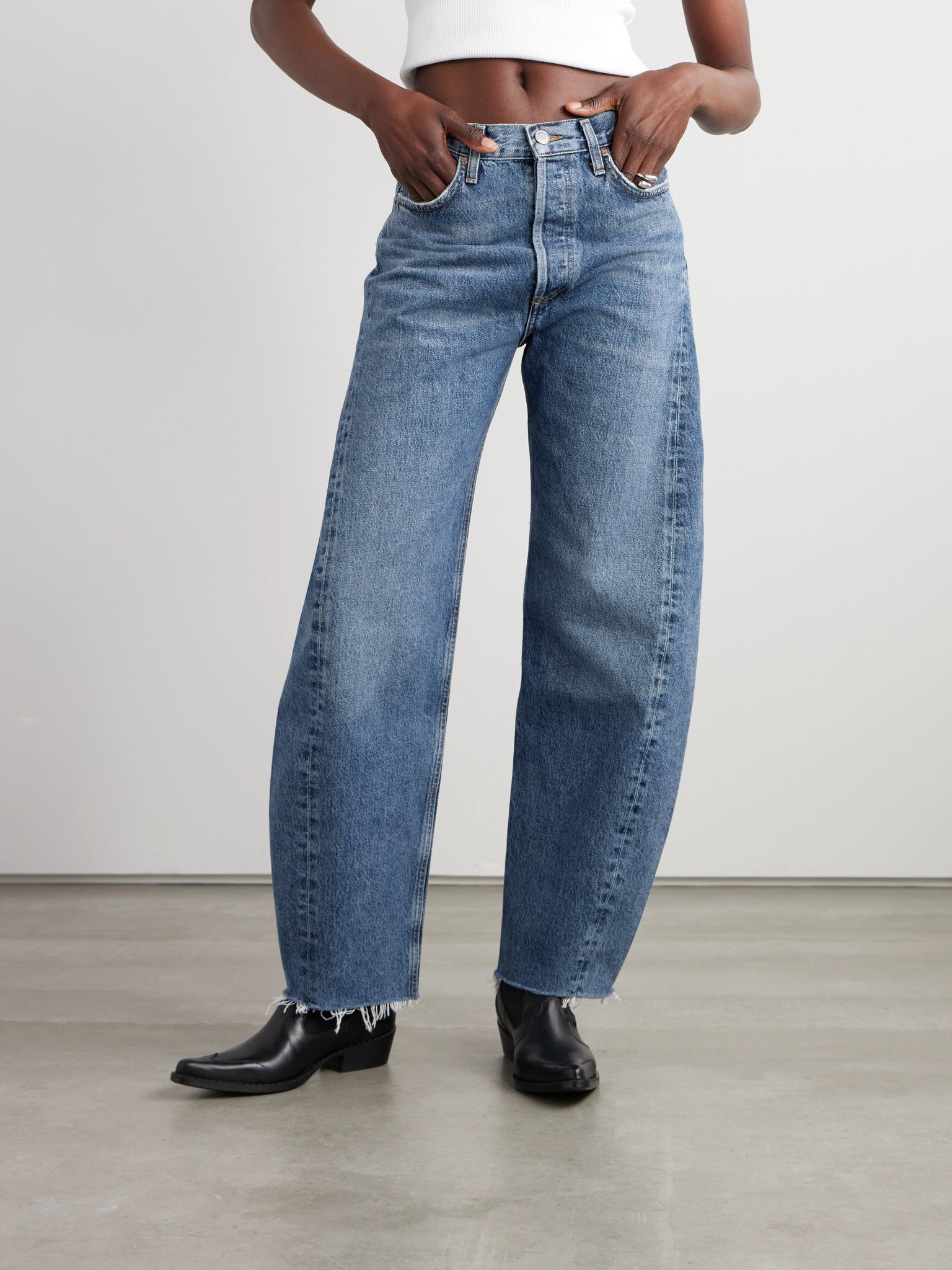 Luna high-rise tapered organic jeans Dark denim - 3