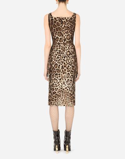 Dolce & Gabbana Charmeuse calf-length dress with leopard print outlook