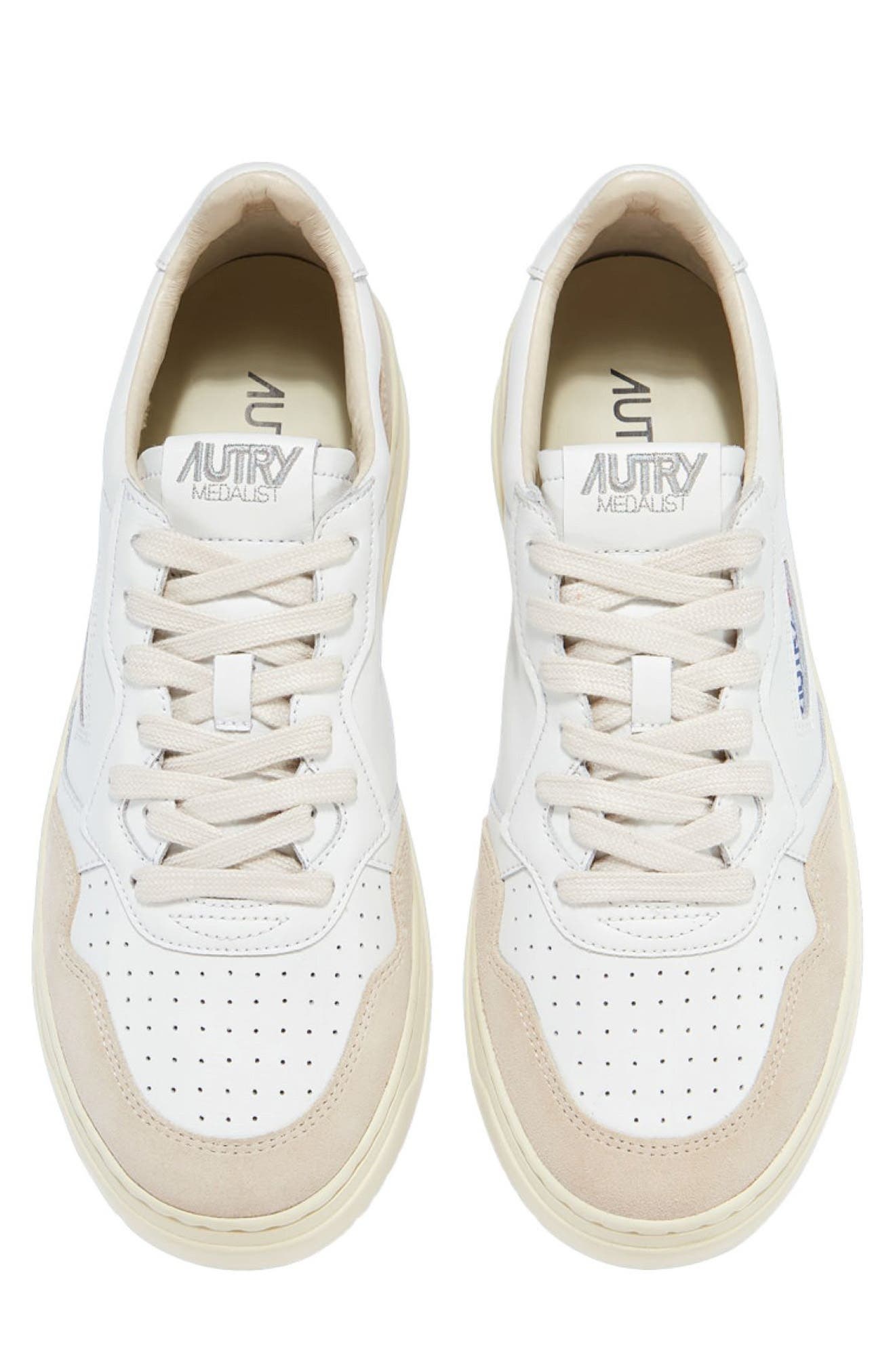 AUTRY Medalist Low Sneaker in White W/White at Nordstrom - 4
