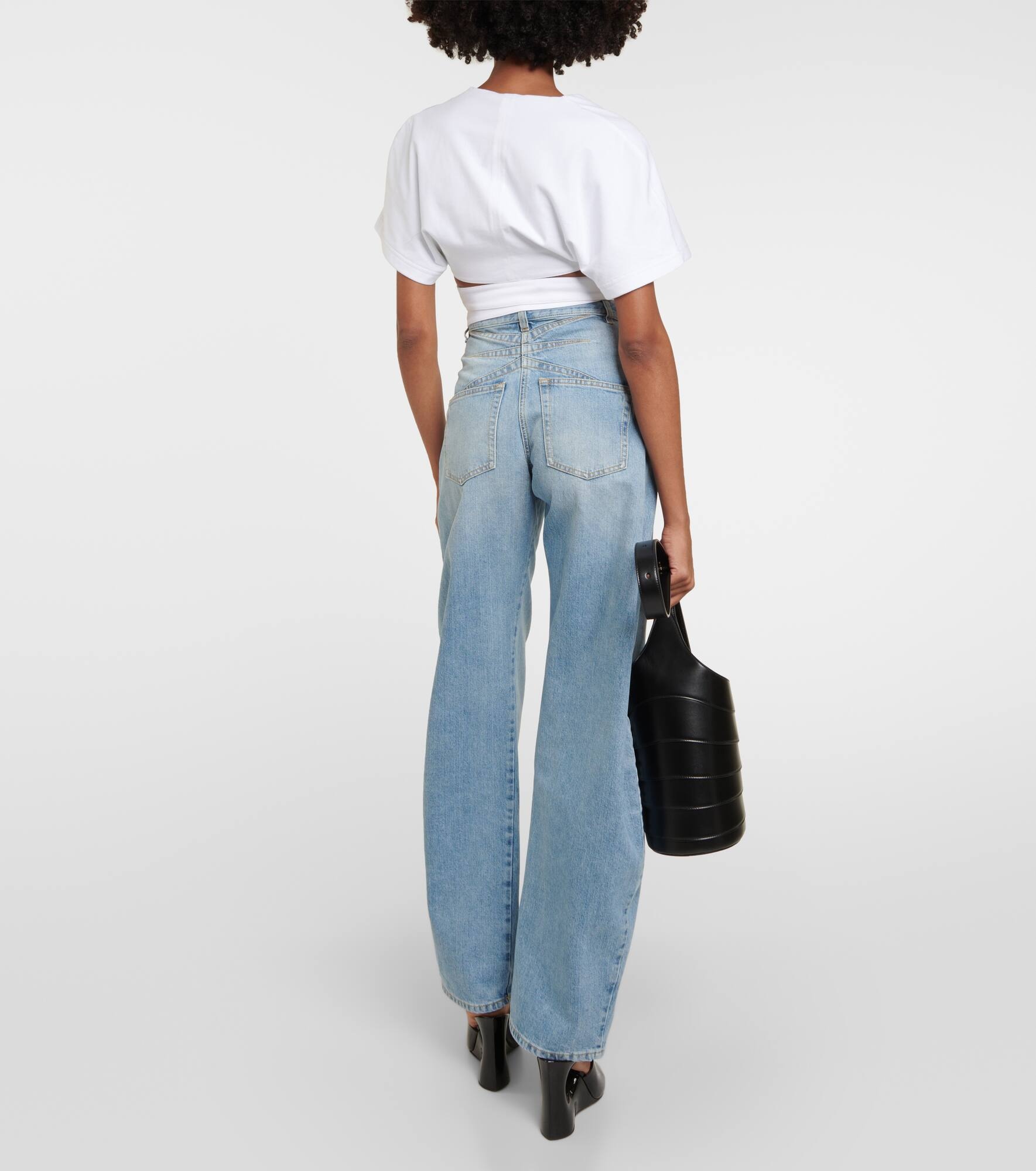 Logo cotton jersey crop top - 3