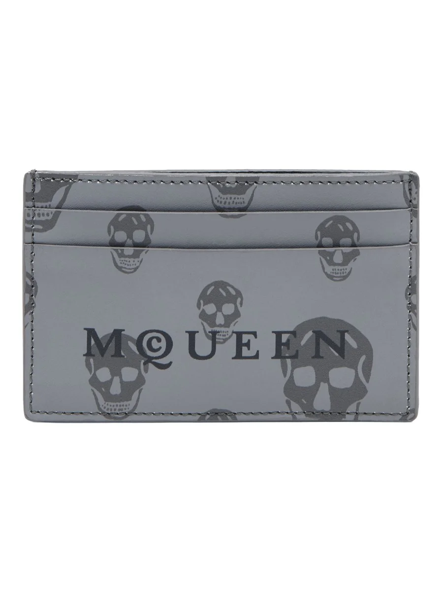 LEATHER SKULL CARD CASE WITH LOGO - 1