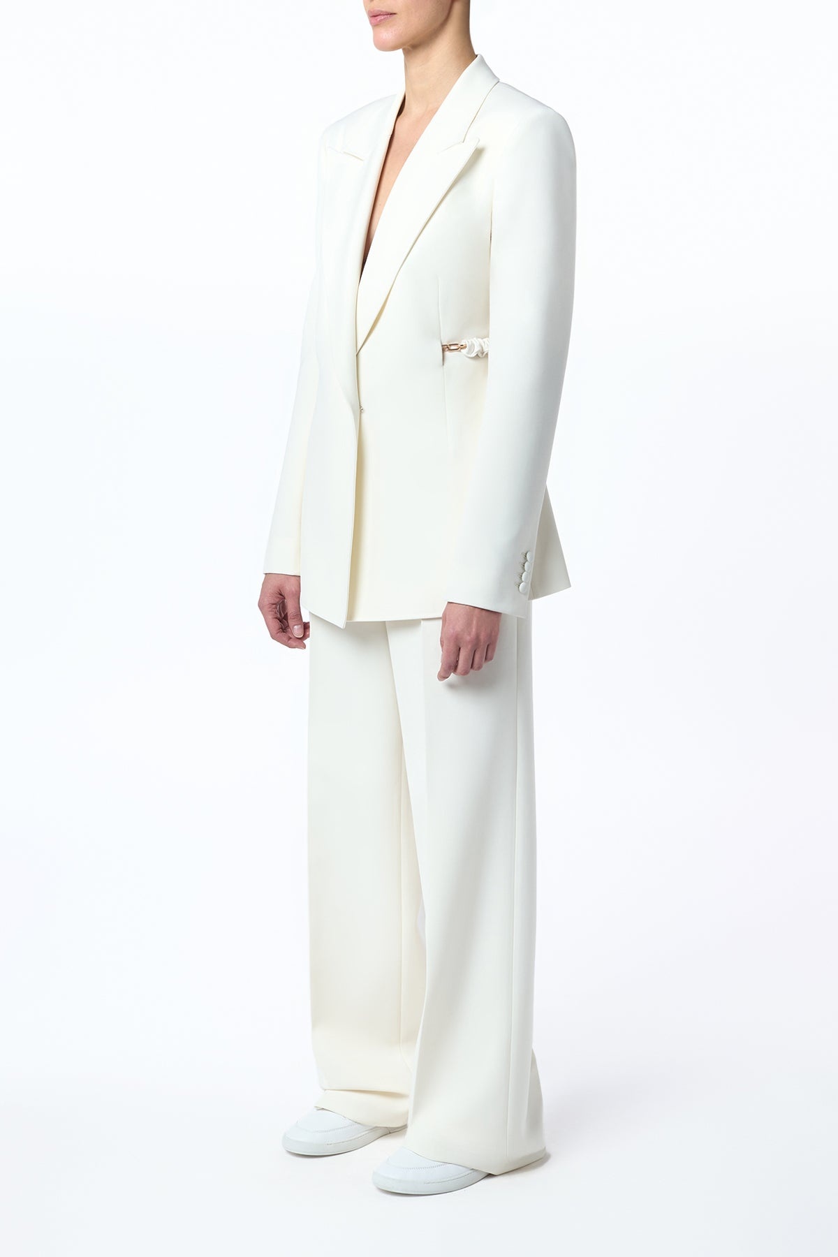 Norman Wide-Leg Pant in Ivory Recycled Virgin Wool - 3