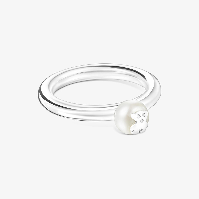 TOUS Silver and Pearl TOUS Icon Pearl Ring with Bear motif outlook