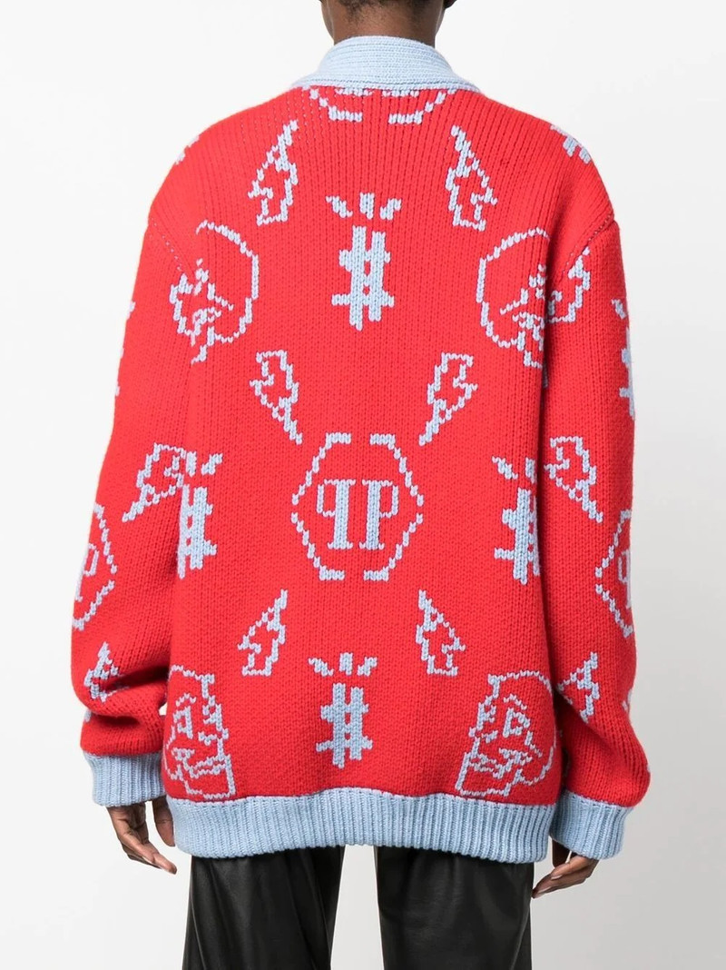 jacquard logo cardigan 4