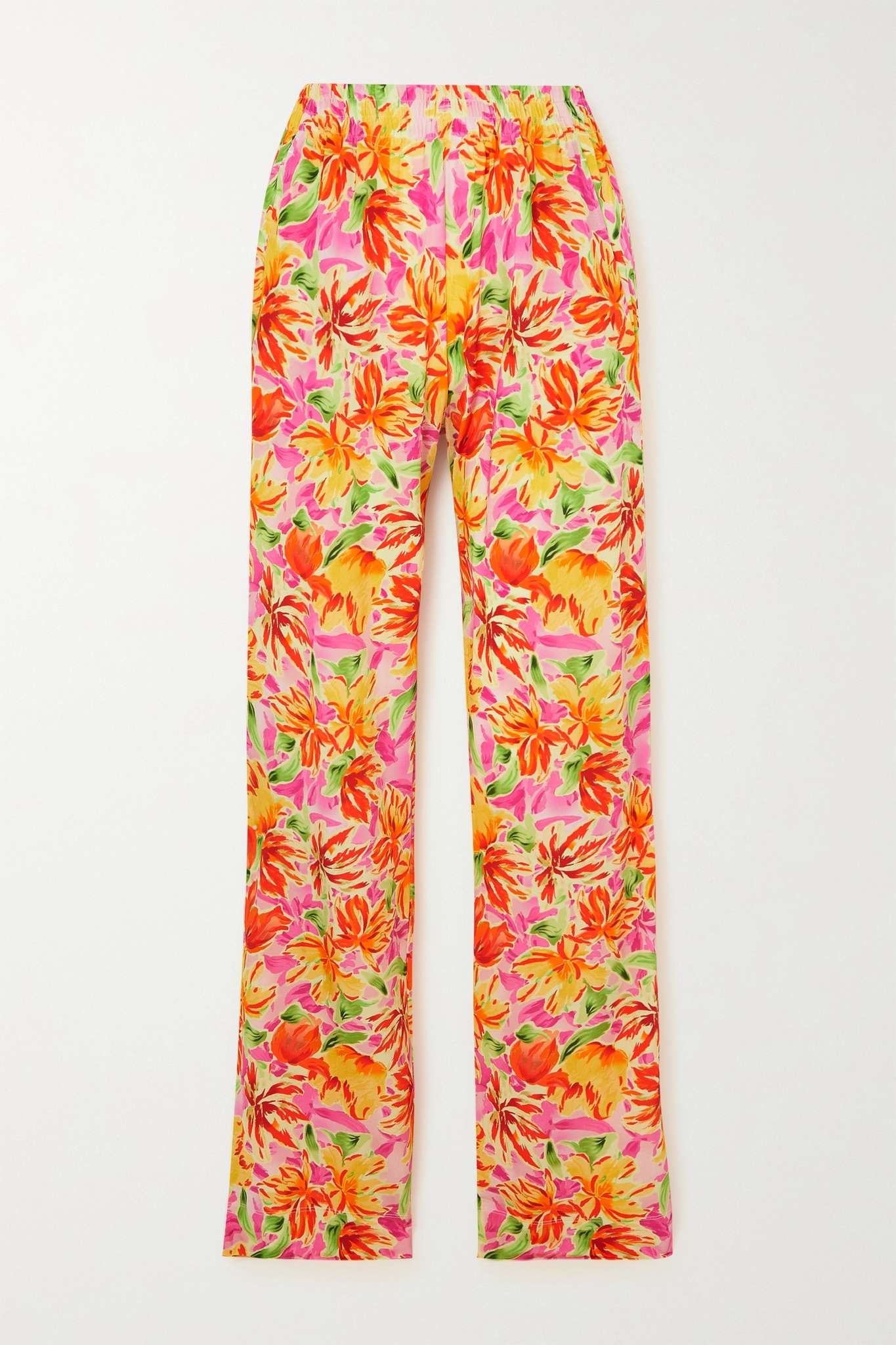 Floral-print stretch-jersey straight-leg pants - 1