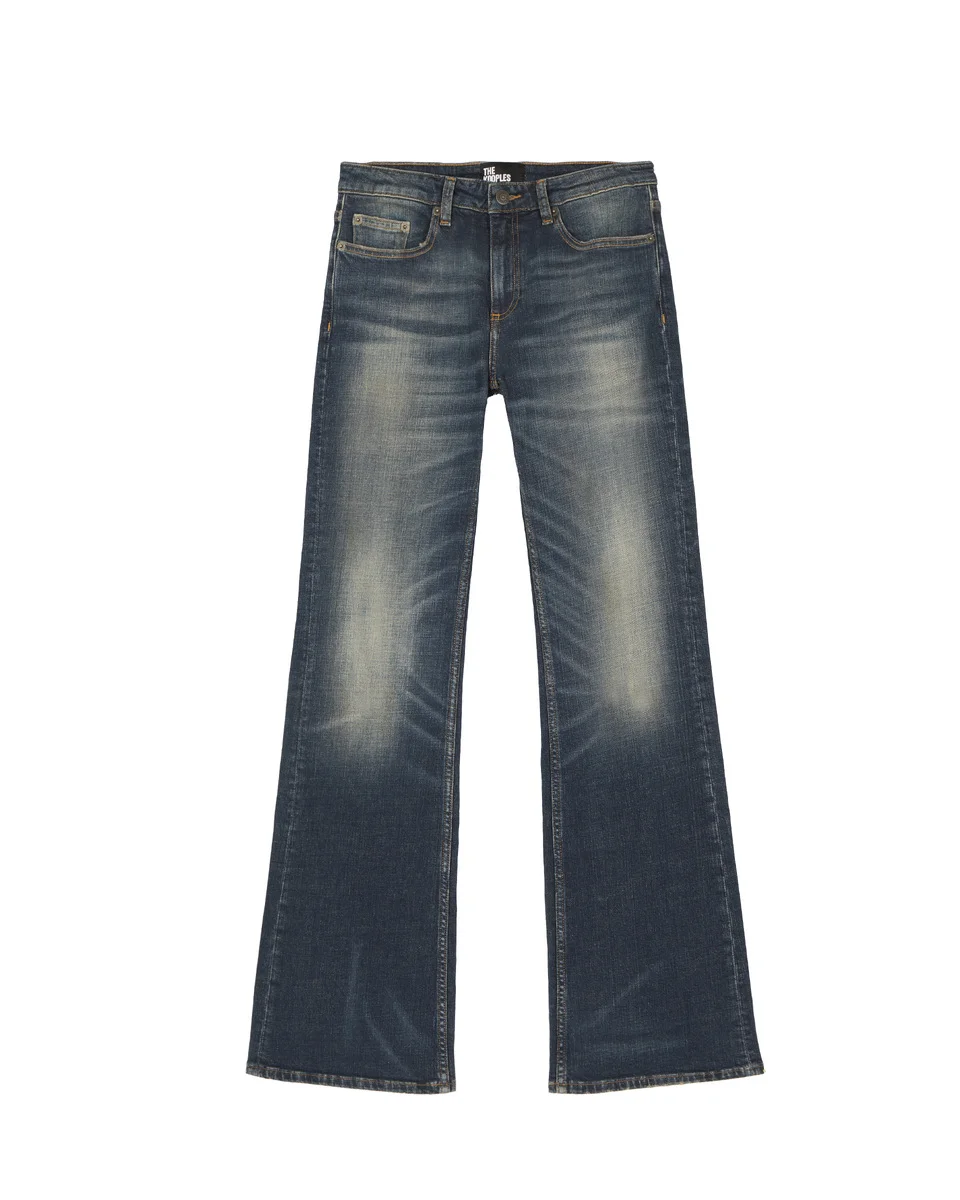 BOOTCUT JEANS WITH BLUE ABRASIONS - 1
