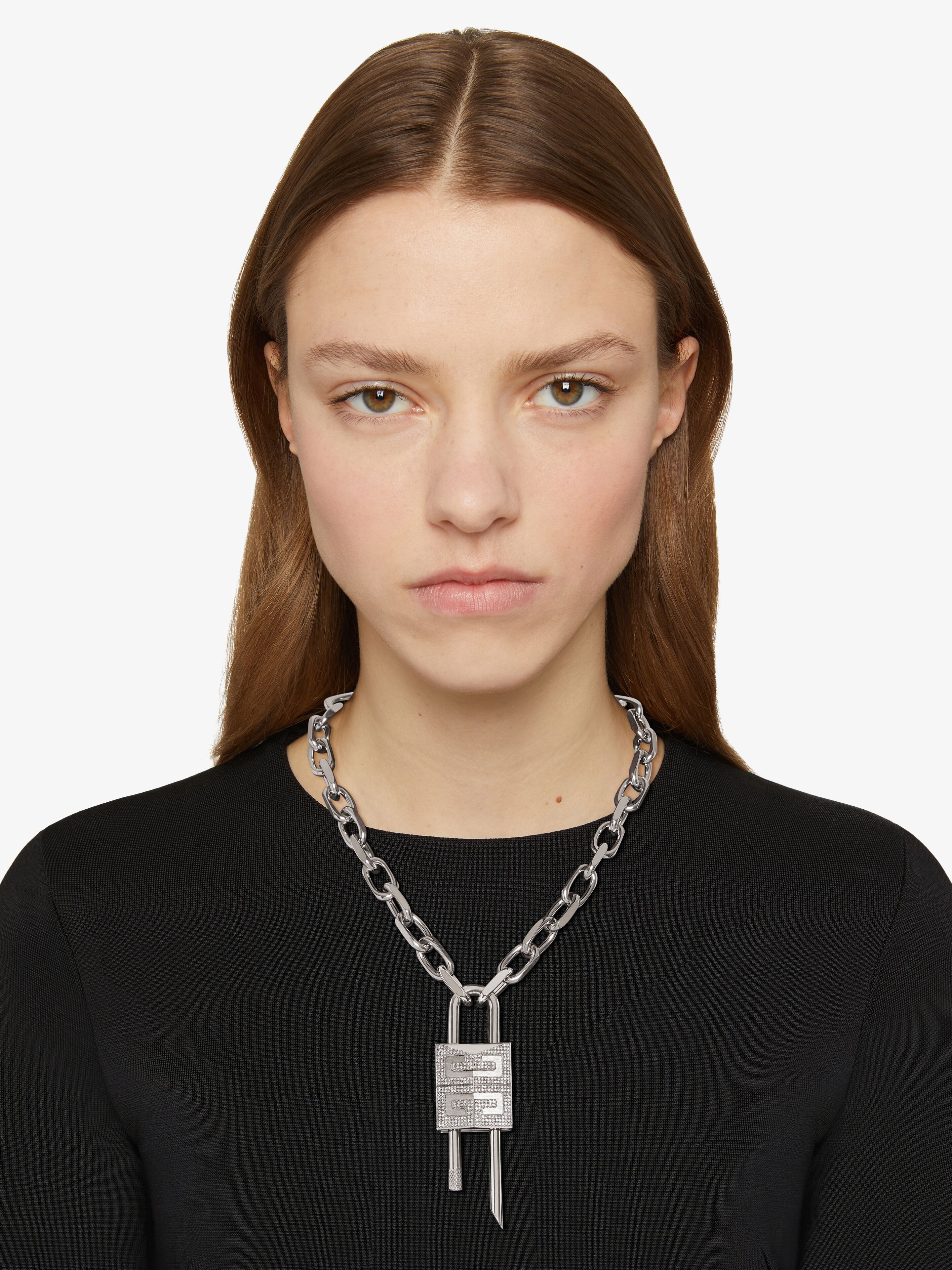 LOCK NECKLACE WITH CRYSTALS - 3