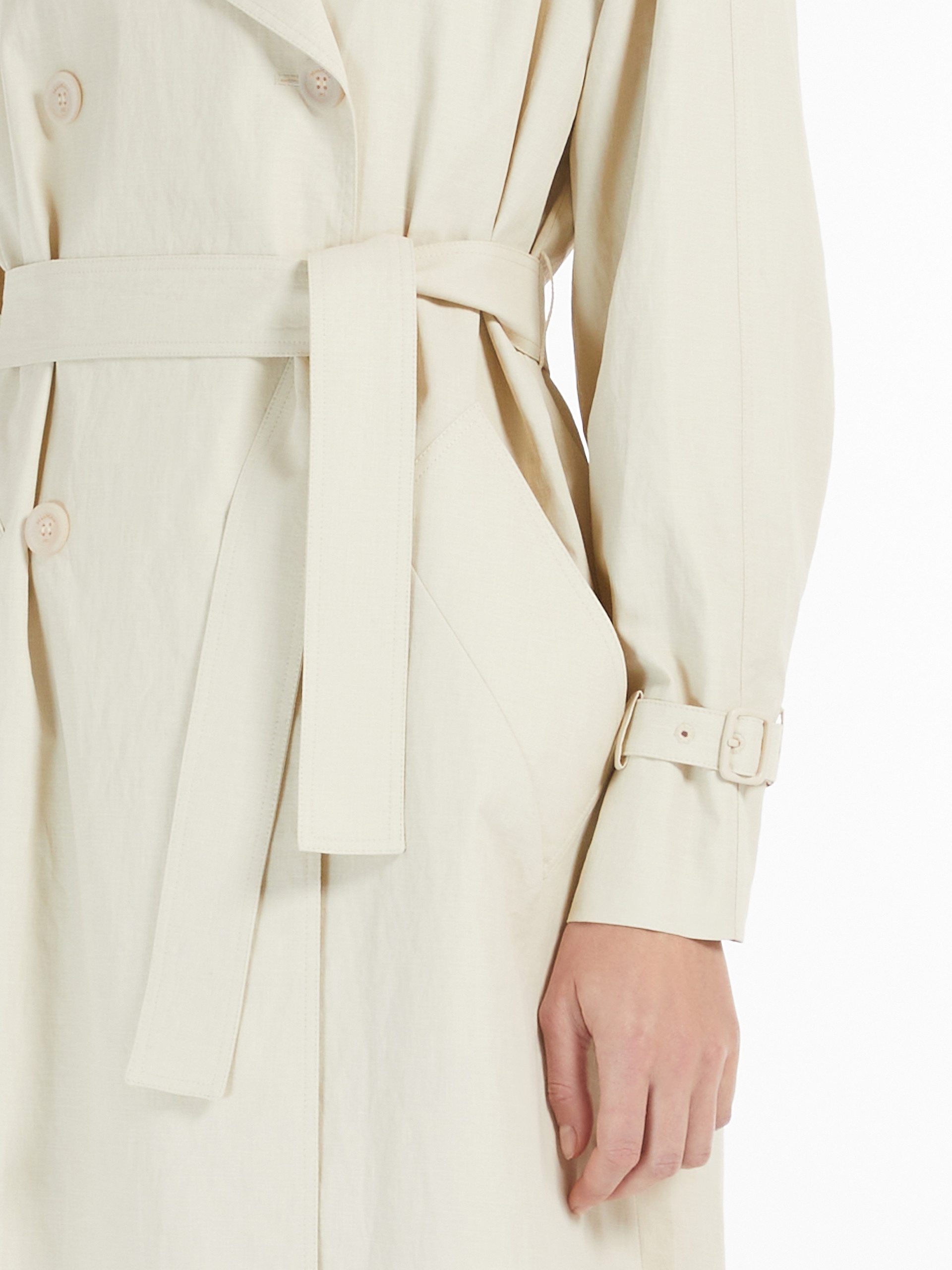 RONCO Long linen cloth trench coat - 6