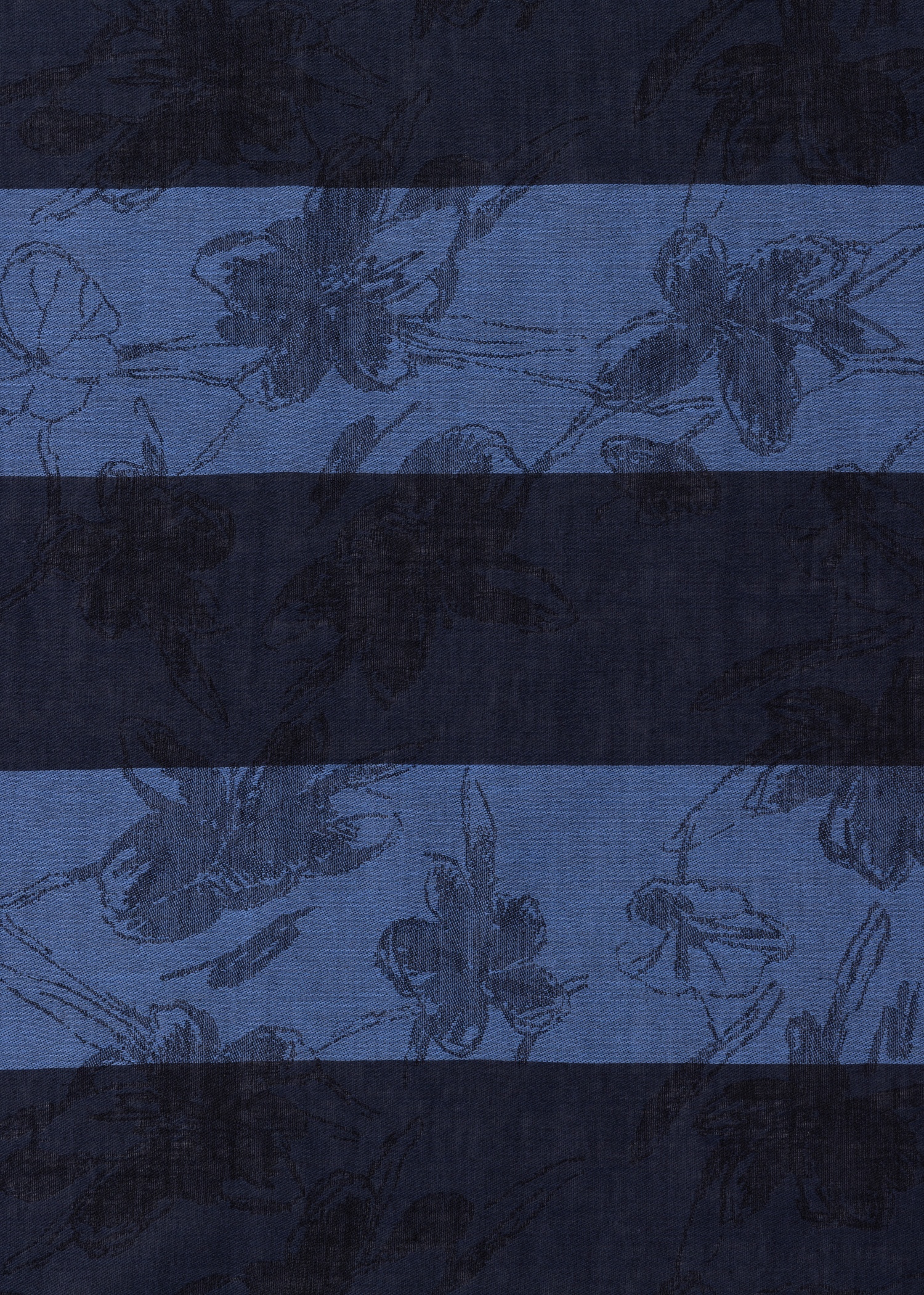 Women's Blue Stripe Magnolia Jacquard Scarf - 3