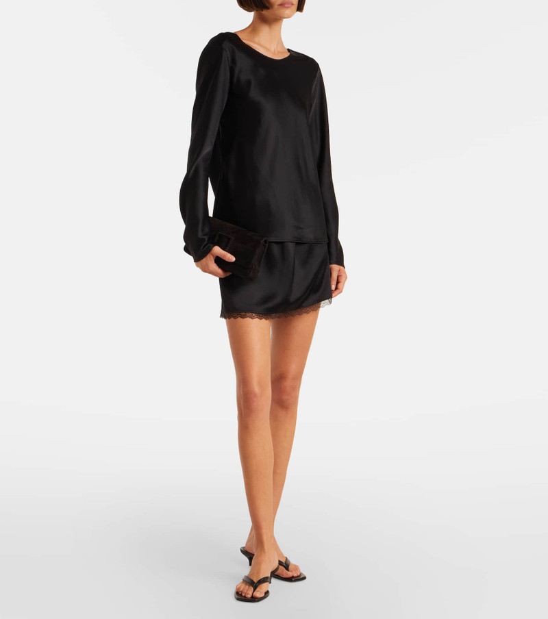 LESET Barb draped satin top outlook