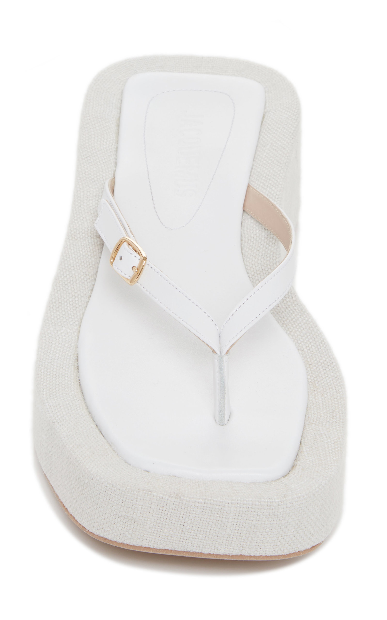 Les Tatanes Lin Leather Platform Sandals white - 4