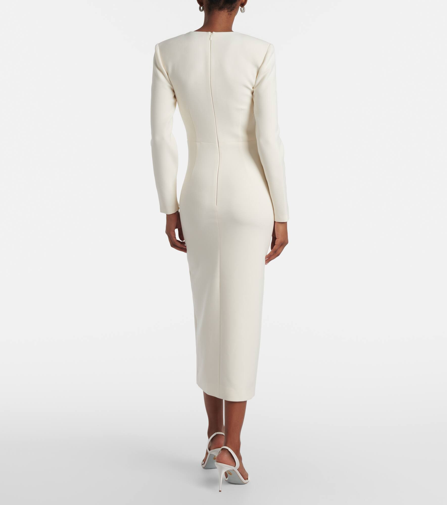 Floral-appliqué crêpe midi dress - 3