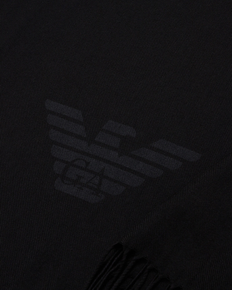 EMPORIO ARMANI Fringed scarf with eagle print outlook