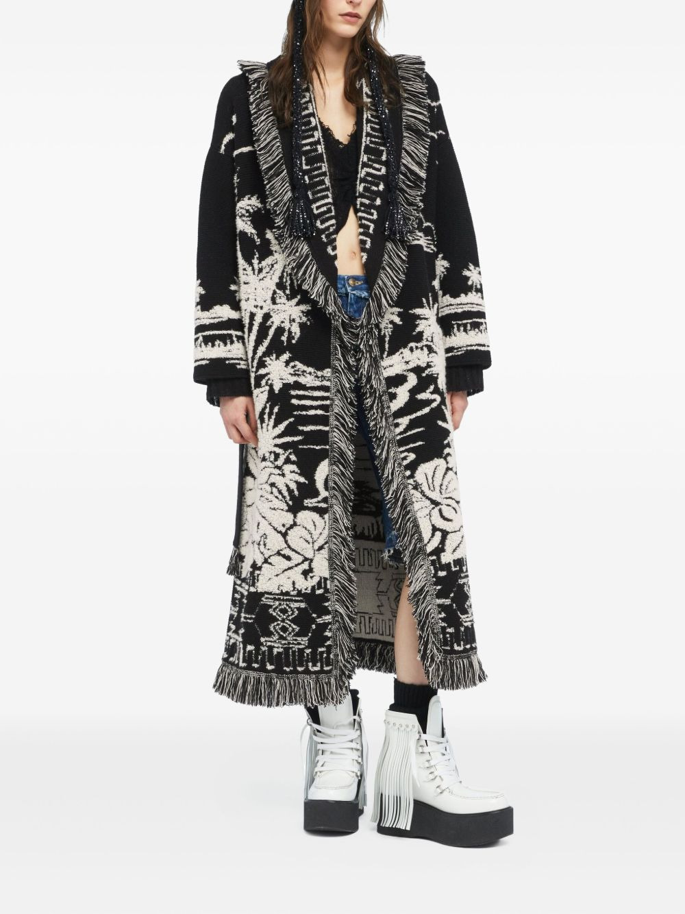 palm-tree fringe coat - 2