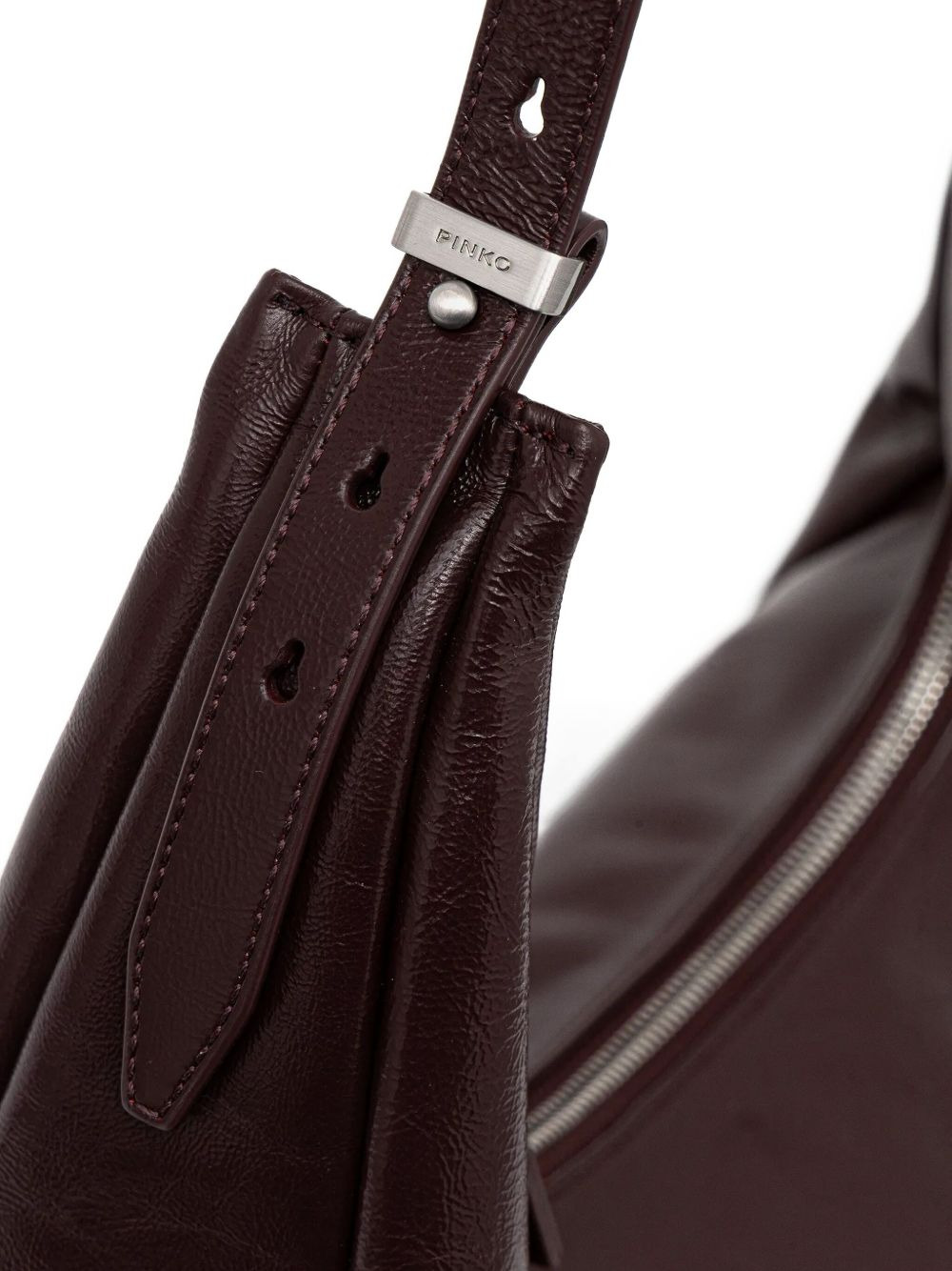 medium curved-shape leather shoulder bag - 5