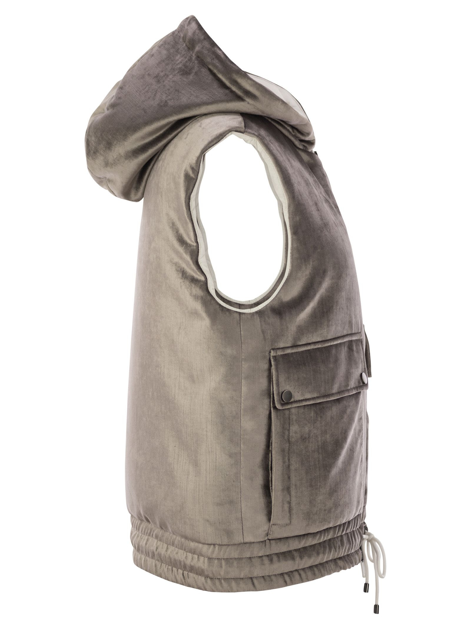 Brunello Cucinelli Women Sleeveless Velvet Down Jacket Sleek - 3