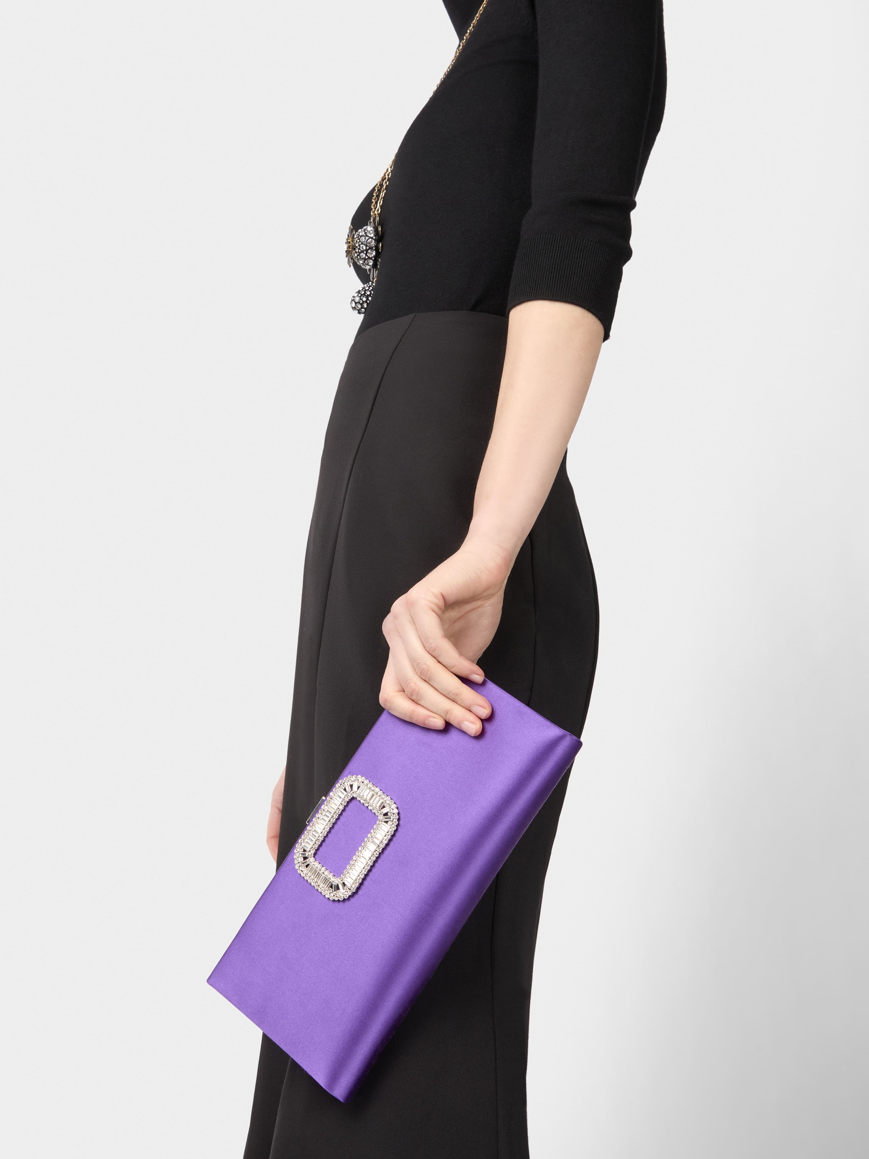 Pilgrim Buckle Clutch in Satin - 7