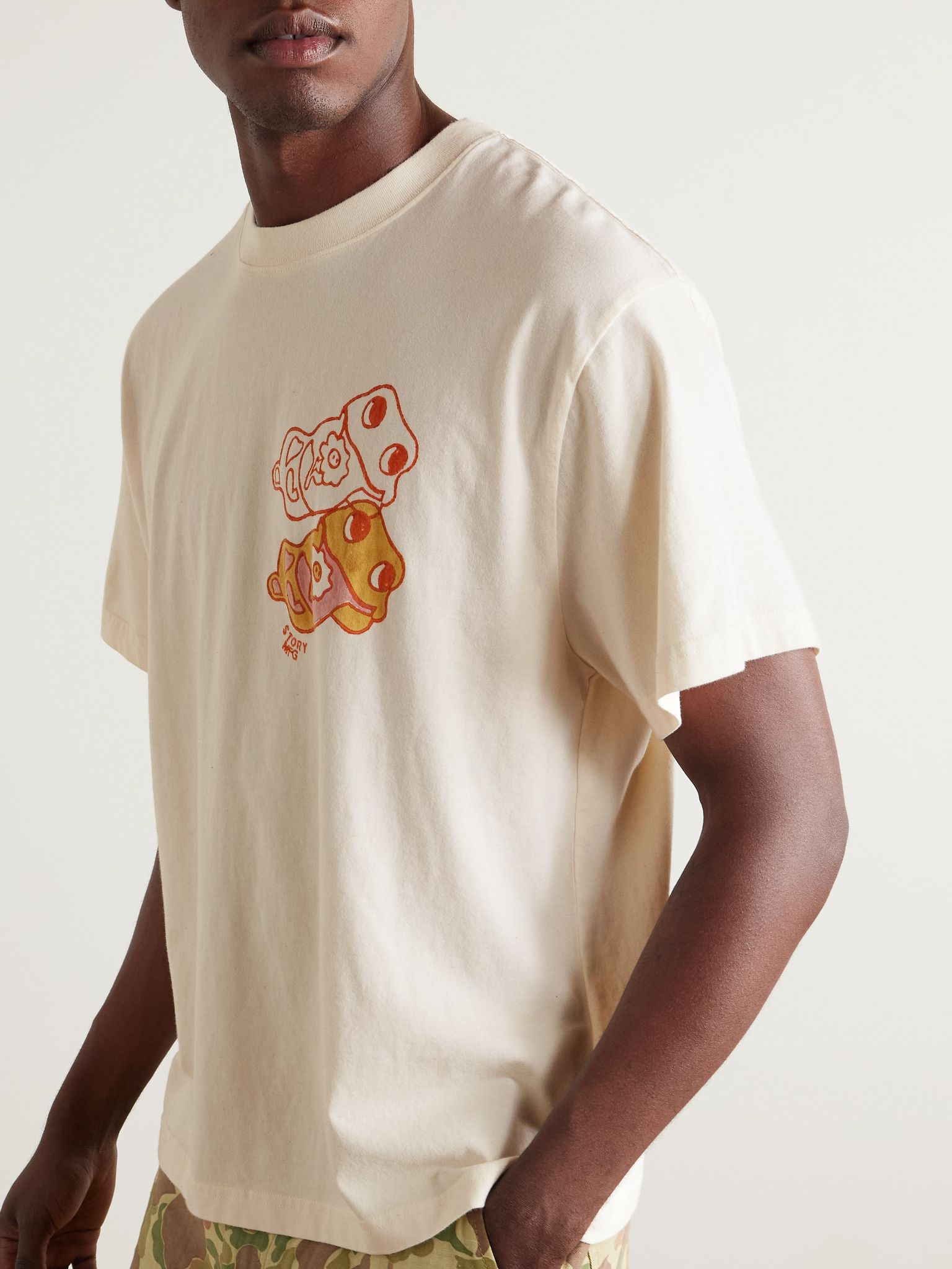 Grateful Printed Organic Cotton-Jersey T-Shirt Ecru - 3