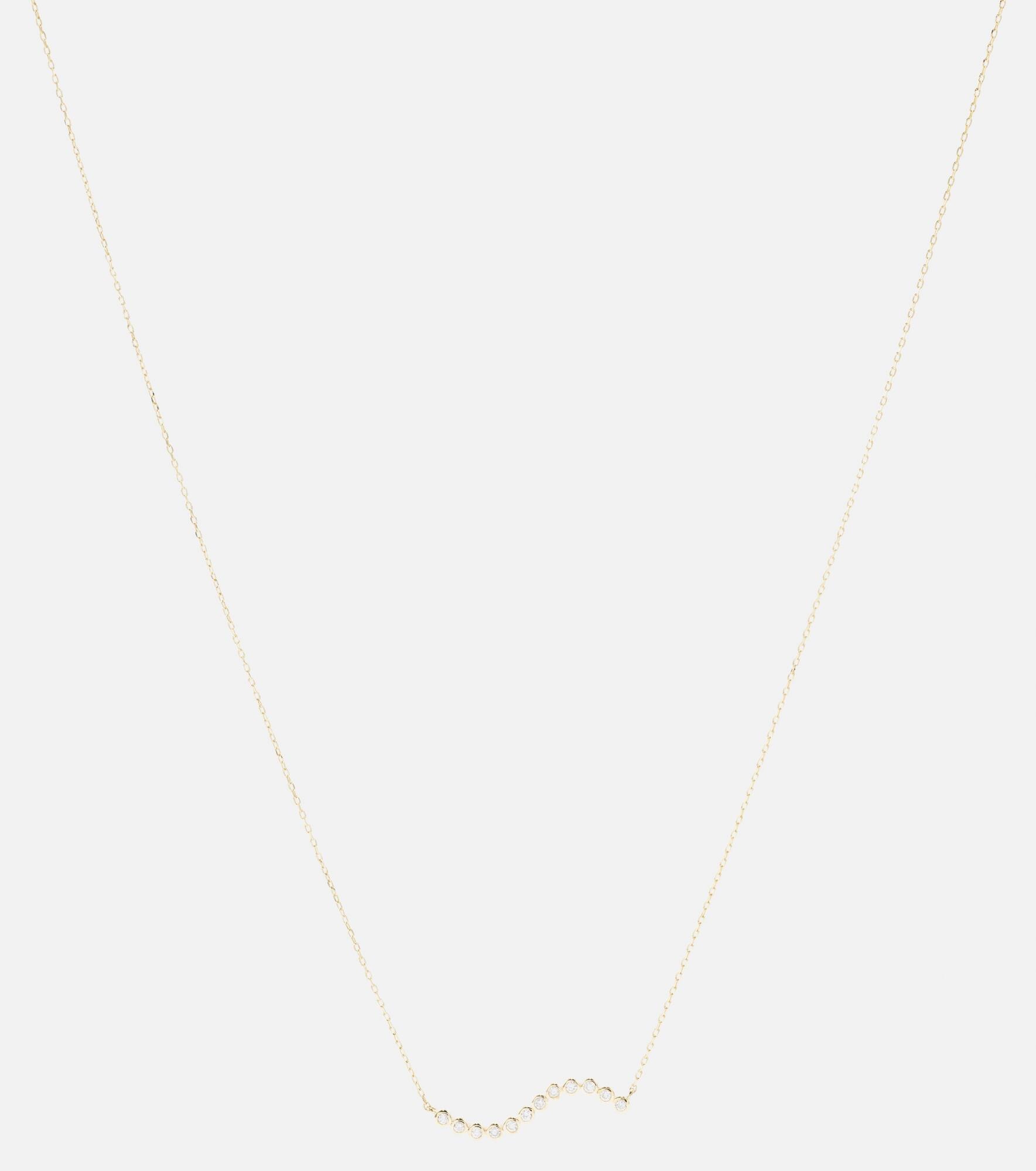 14kt gold wave necklace with diamonds - 1