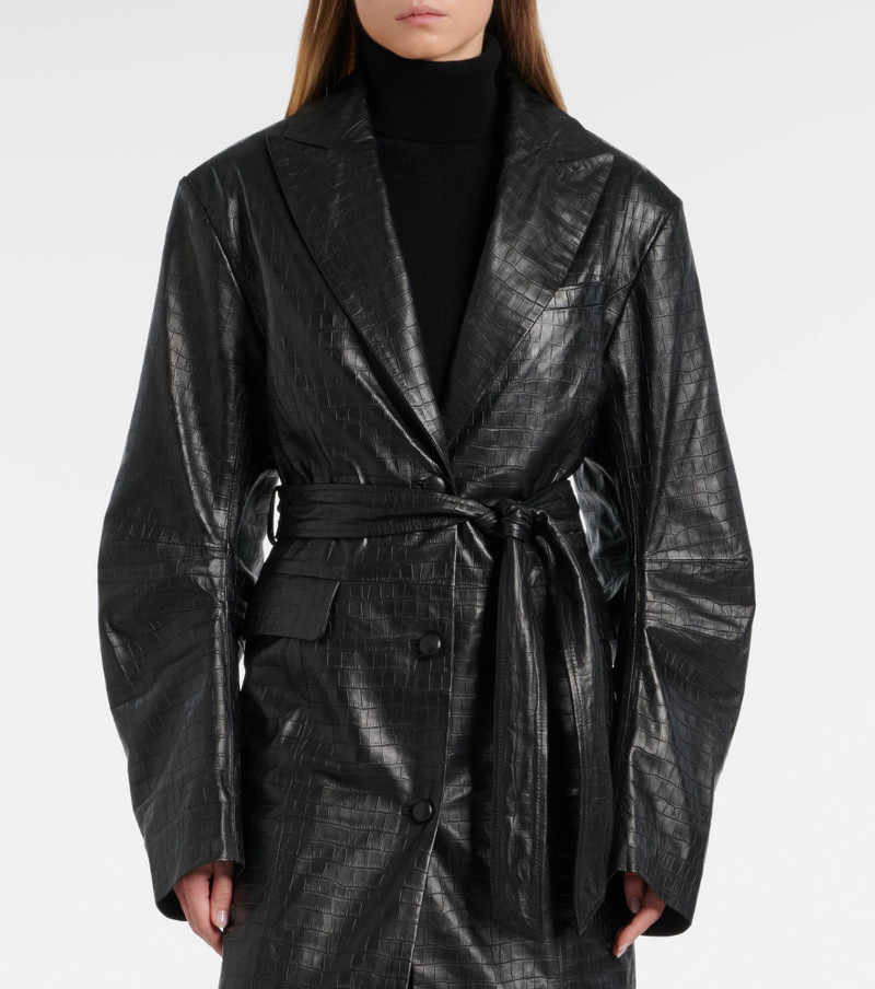 Croc-effect leather coat 6