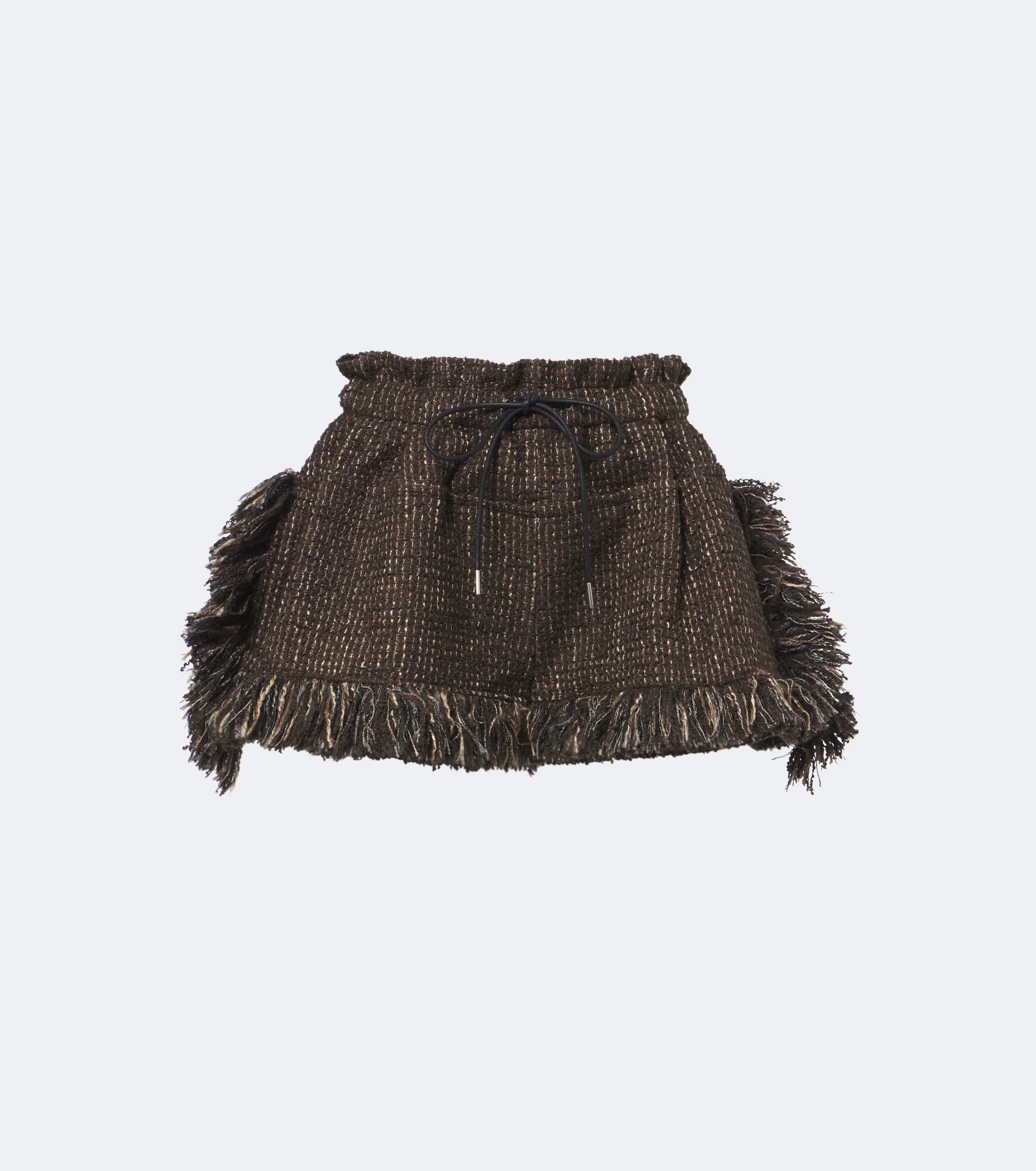 Fringed wool-blend tweed shorts - 1