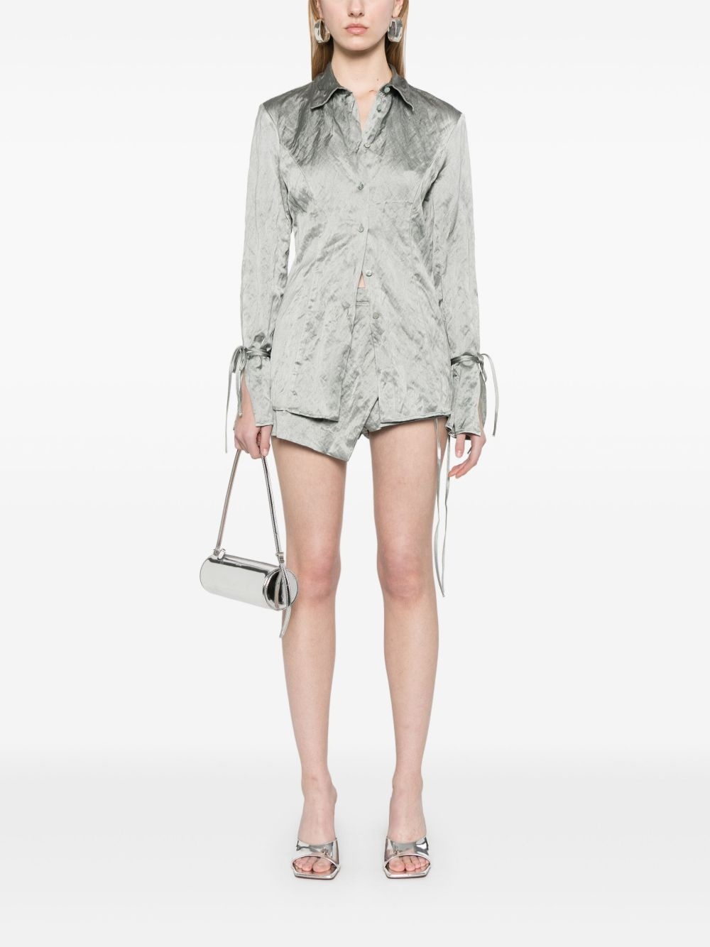 crinkled-satin shirt - 2