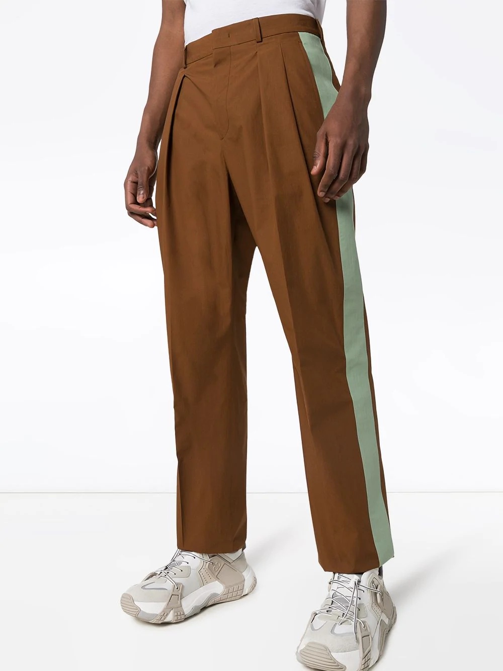 pleated side-stripe trousers - 3