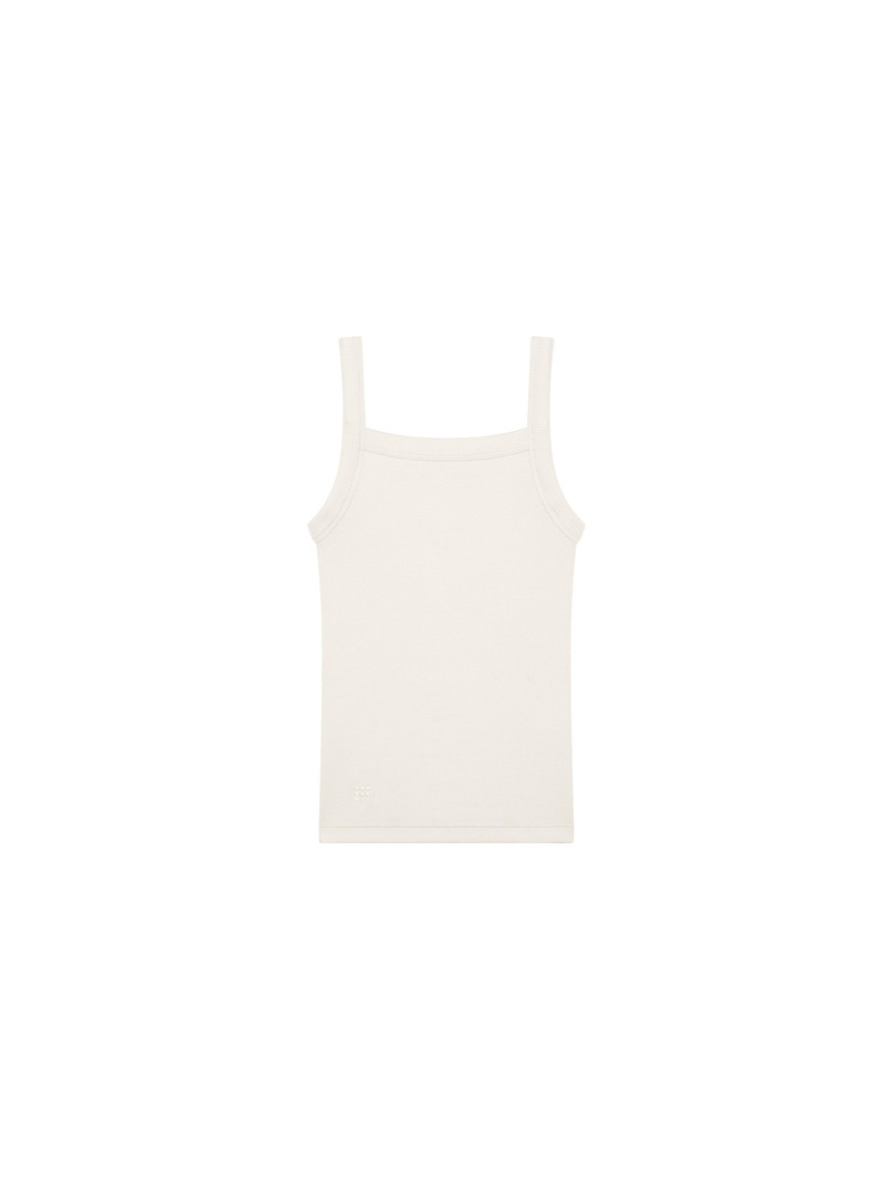 Womens Rib Square Neck Tank Top - Bone White 1