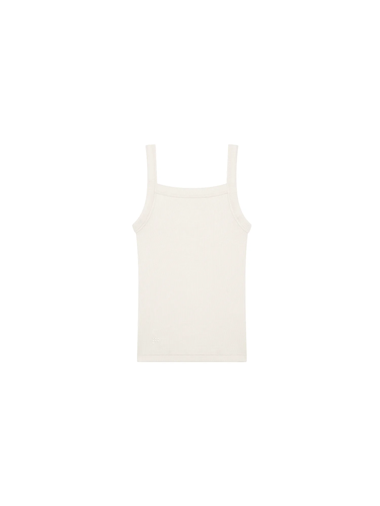 Womens Rib Square Neck Tank Top - Bone White - 1