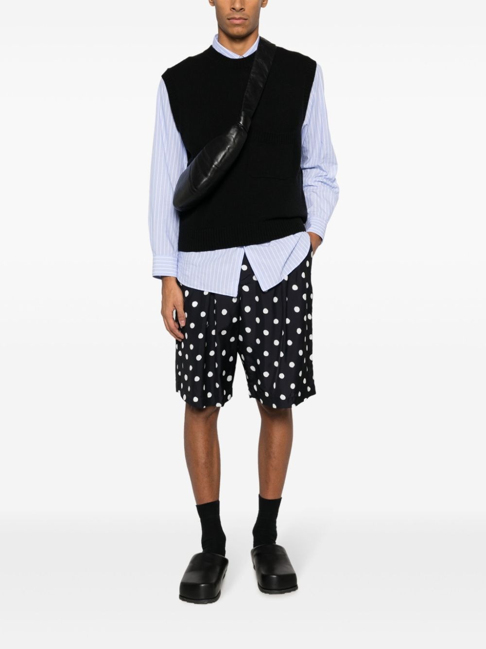 polka dot-print pleated bermuda shorts - 2