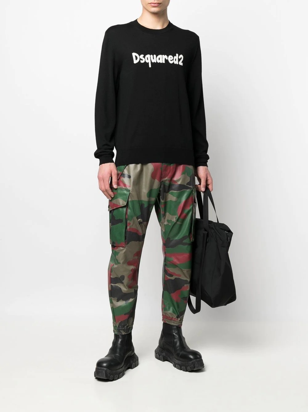 camouflage-print tapered cargo trousers - 2