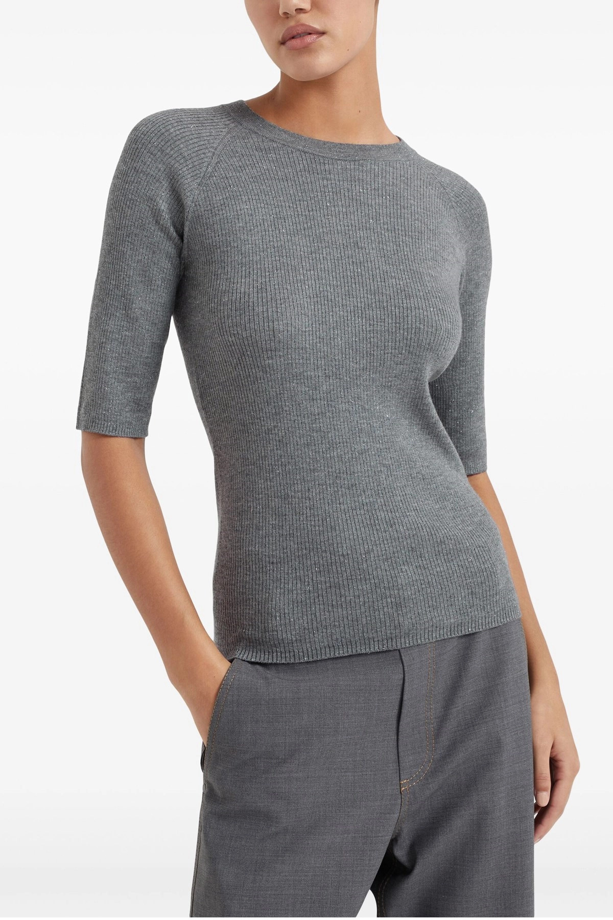 Lurex ribbed sweater - 2