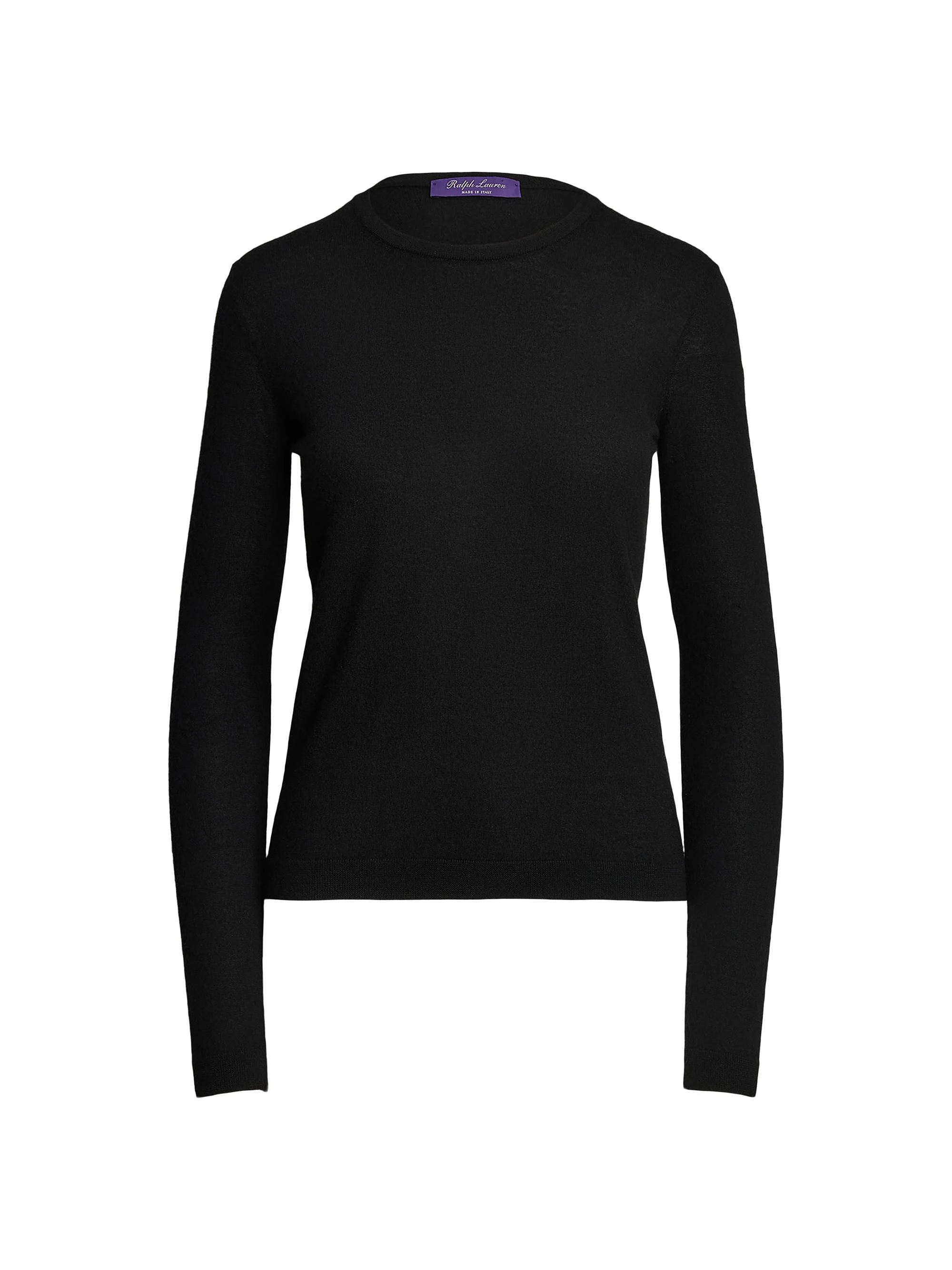 Women's Crewneck Wool-Blend Sweater - Black - 1