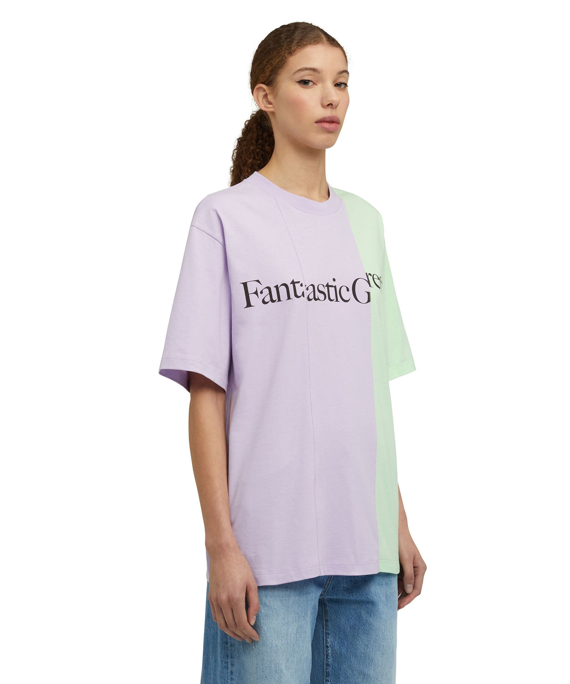 Organic cotton two-tone crewneck t-shirt from the MSGM Fantastic Green Capsule - 7
