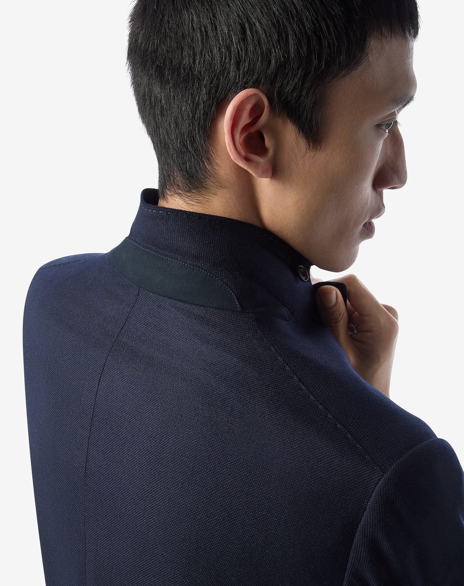 Royal blue silk and wool jacket with vest - 4