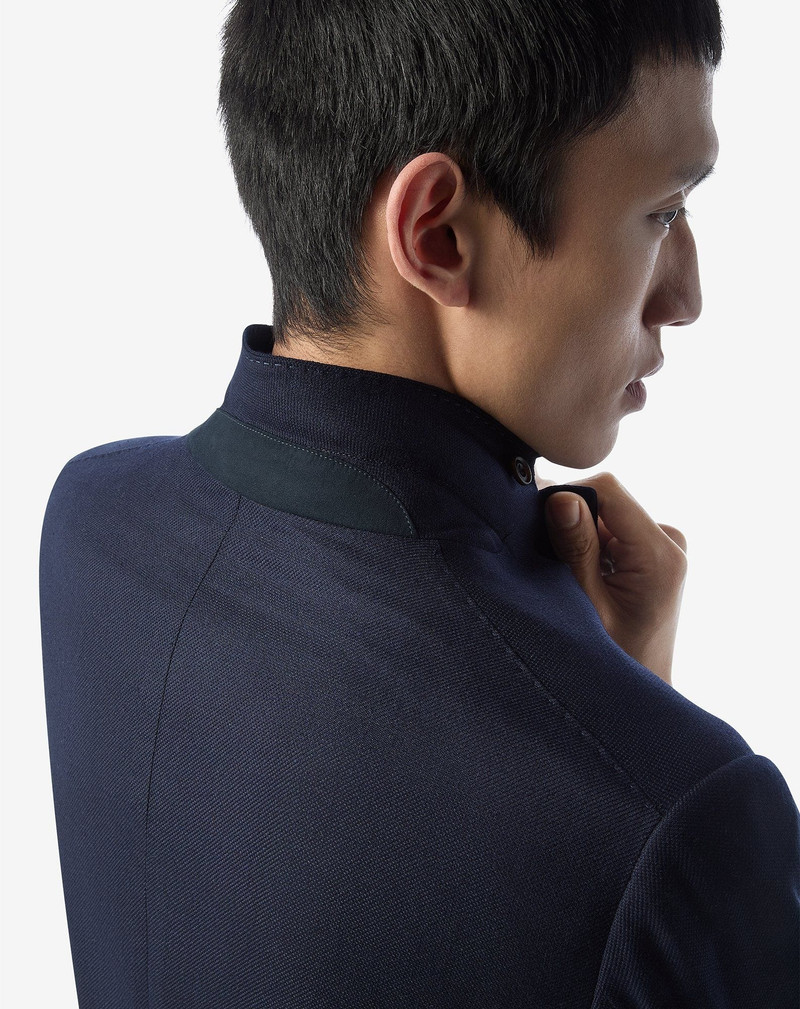 로얄 블루 실크와 모직 재킷 vest 4