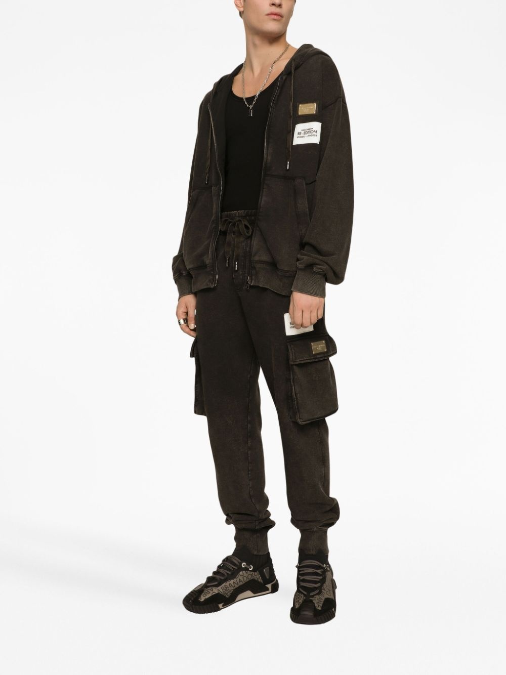 logo-patch zipped cardigan - 3