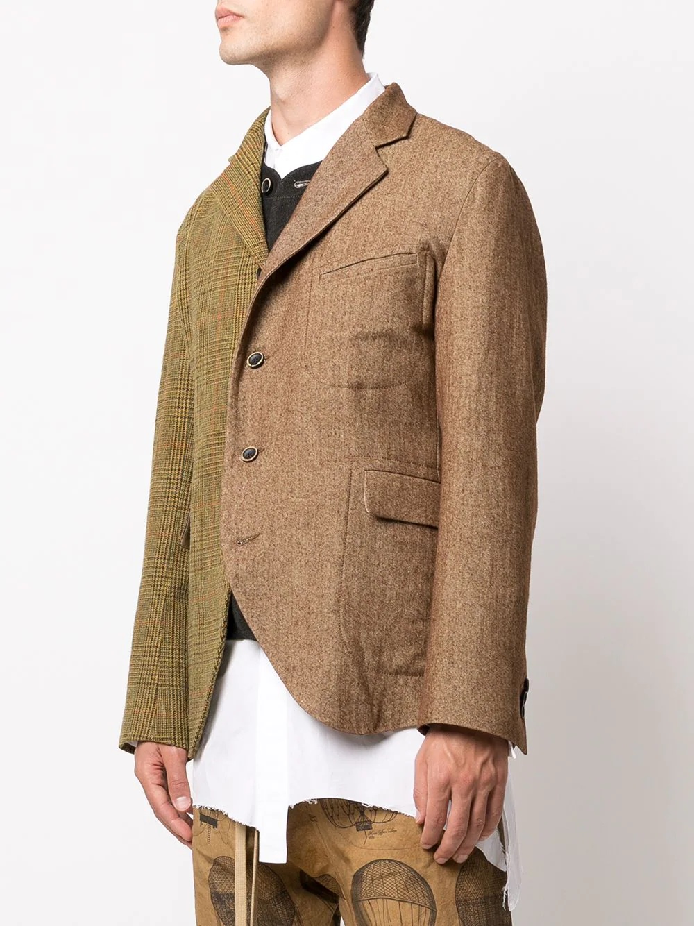 contrasting-panel wool blazer - 3