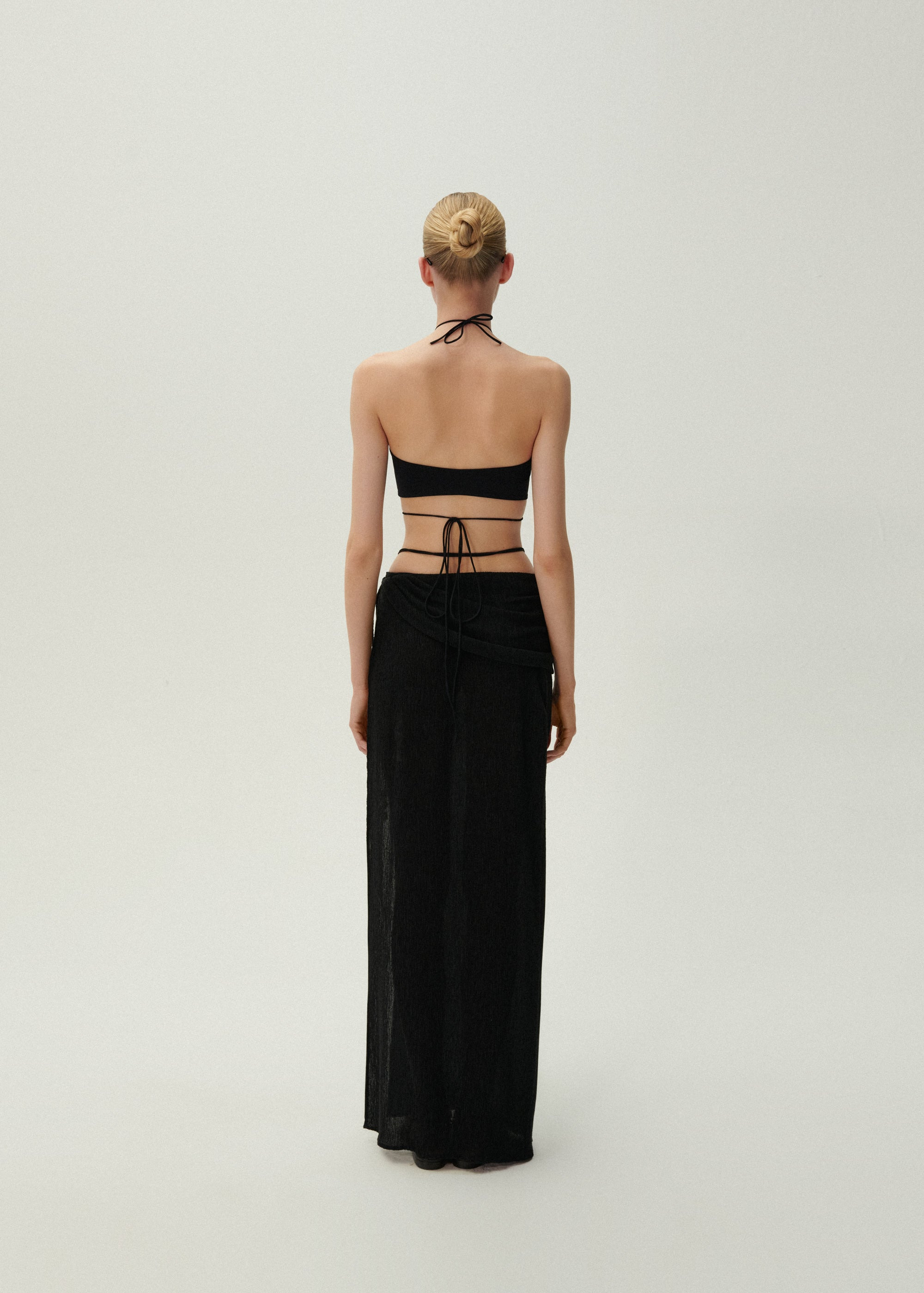 Asymmetrical pearl maxi skirt in black - 4