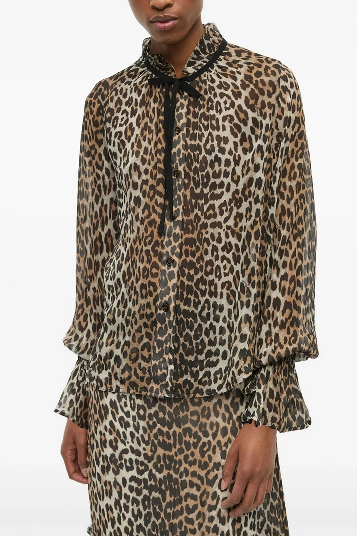 'Leopard Print Chiffon Tie String' shirt - 2