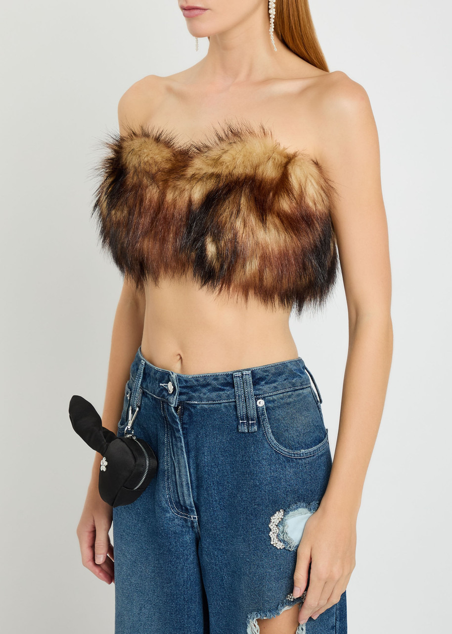 Simone Rocha Strapless Faux fur bra top - 2
