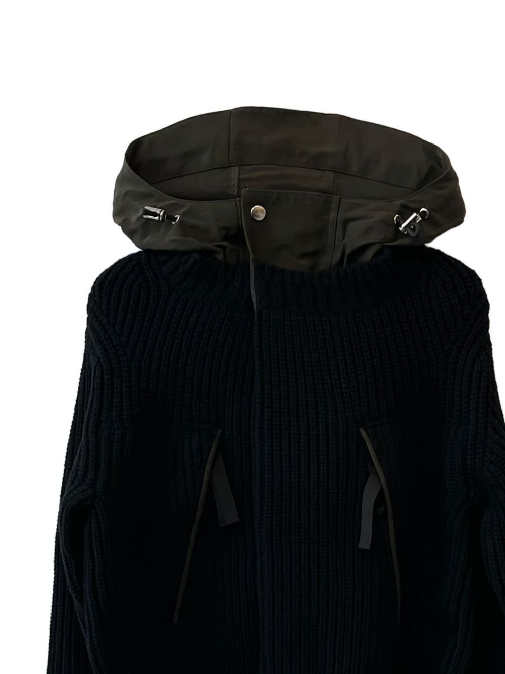 hooded ribbed knit jacket - 2